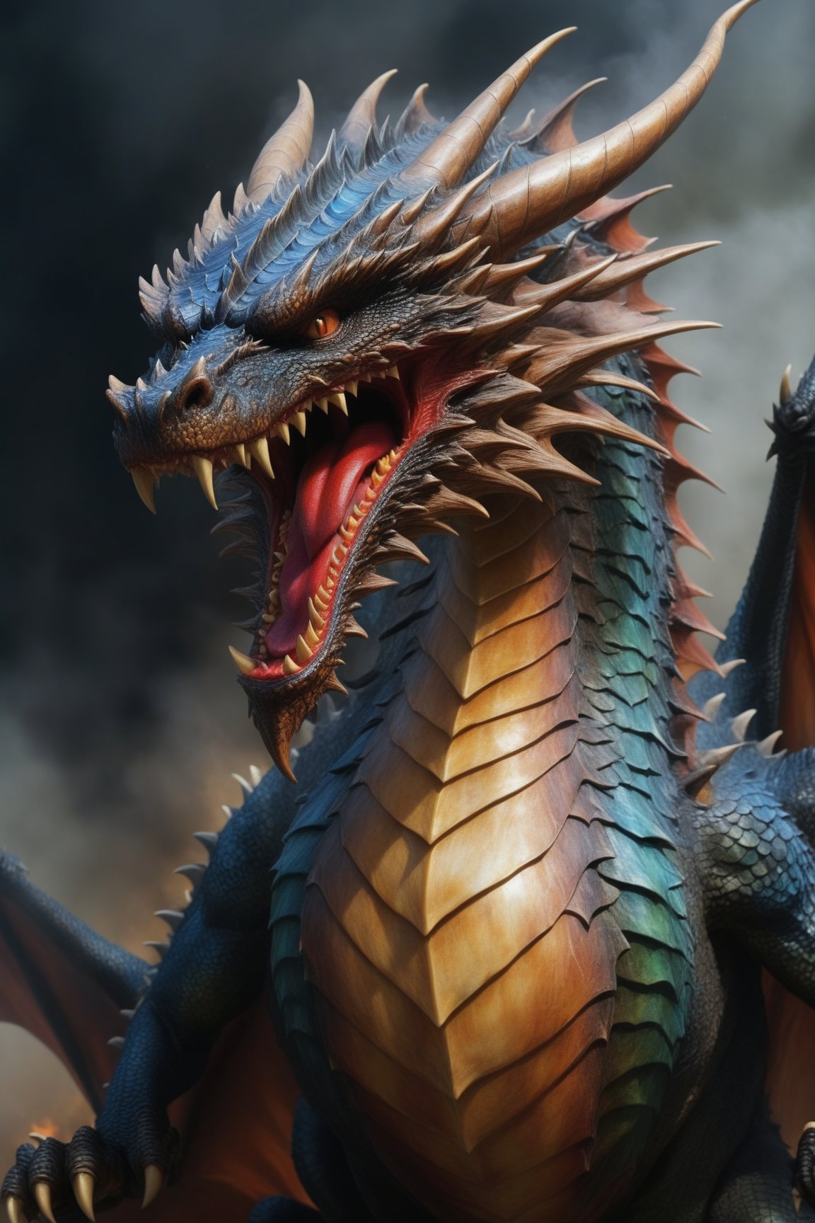 Angry fierce dragon,,darkart,,,DonMn1ghtm4reXL,,skpleonardostyle,