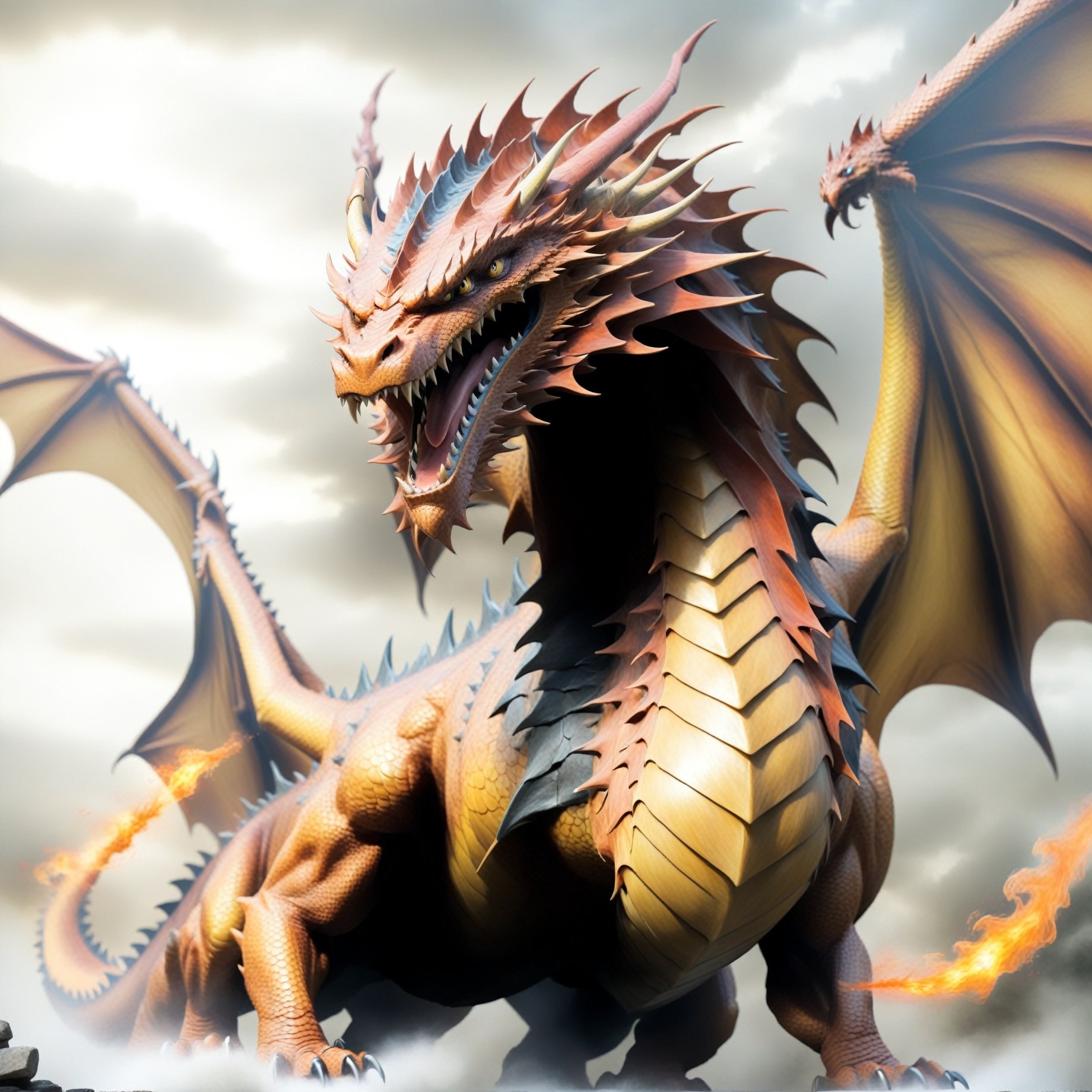 Angry fierce dragon,,darkart,Leonardo Style