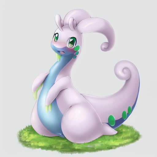 Masterpiece,high quality,best landscape,a goodra,kneeling,shy,fanny,tougue,no human,anus,stream,