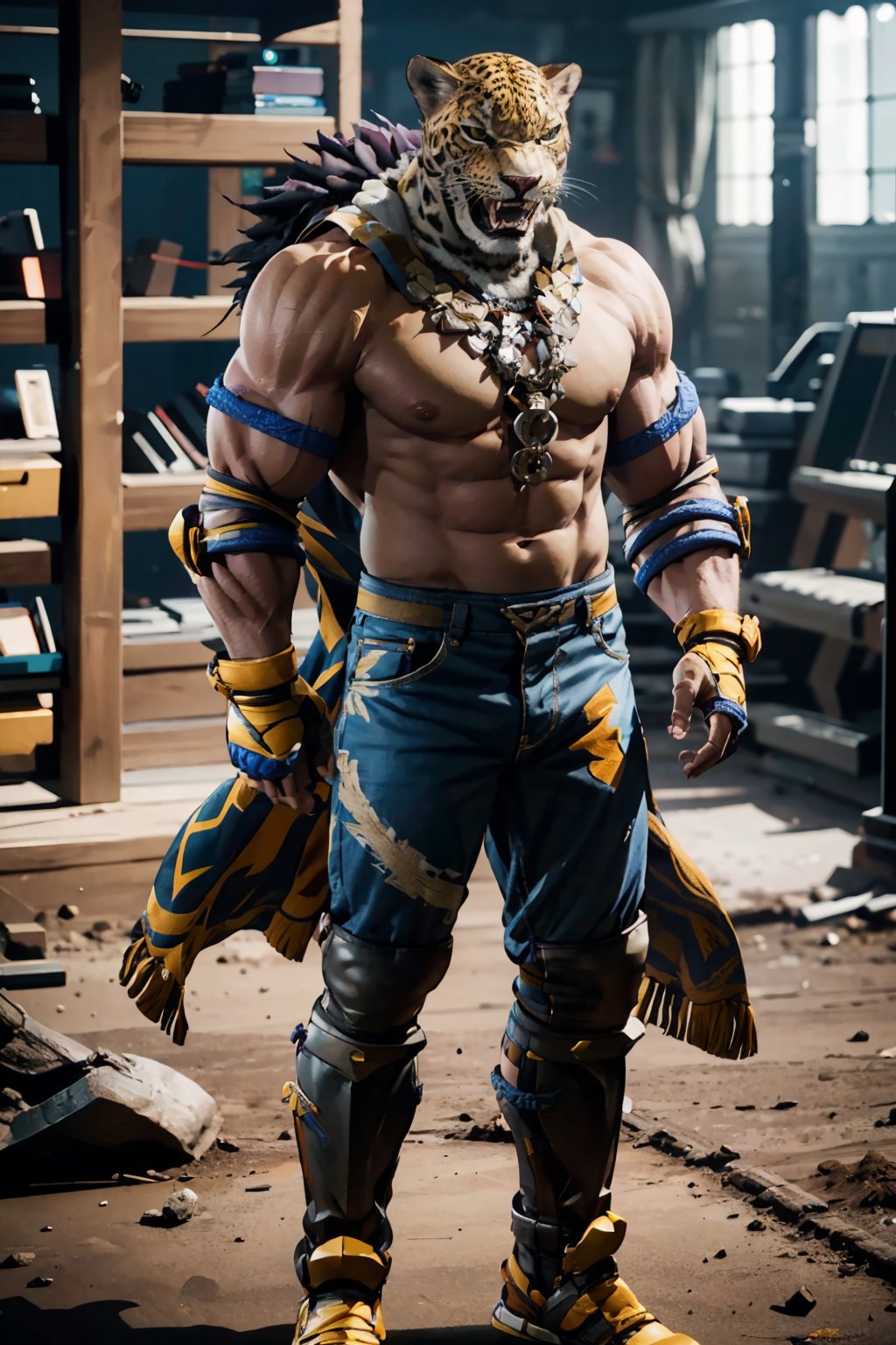 king_tekken8, full body image, photorealistic, best quality, 8K masterpiece, 1man, soft lighting, realistic skin, high resolution, high detailed, intricate details, king_tekken