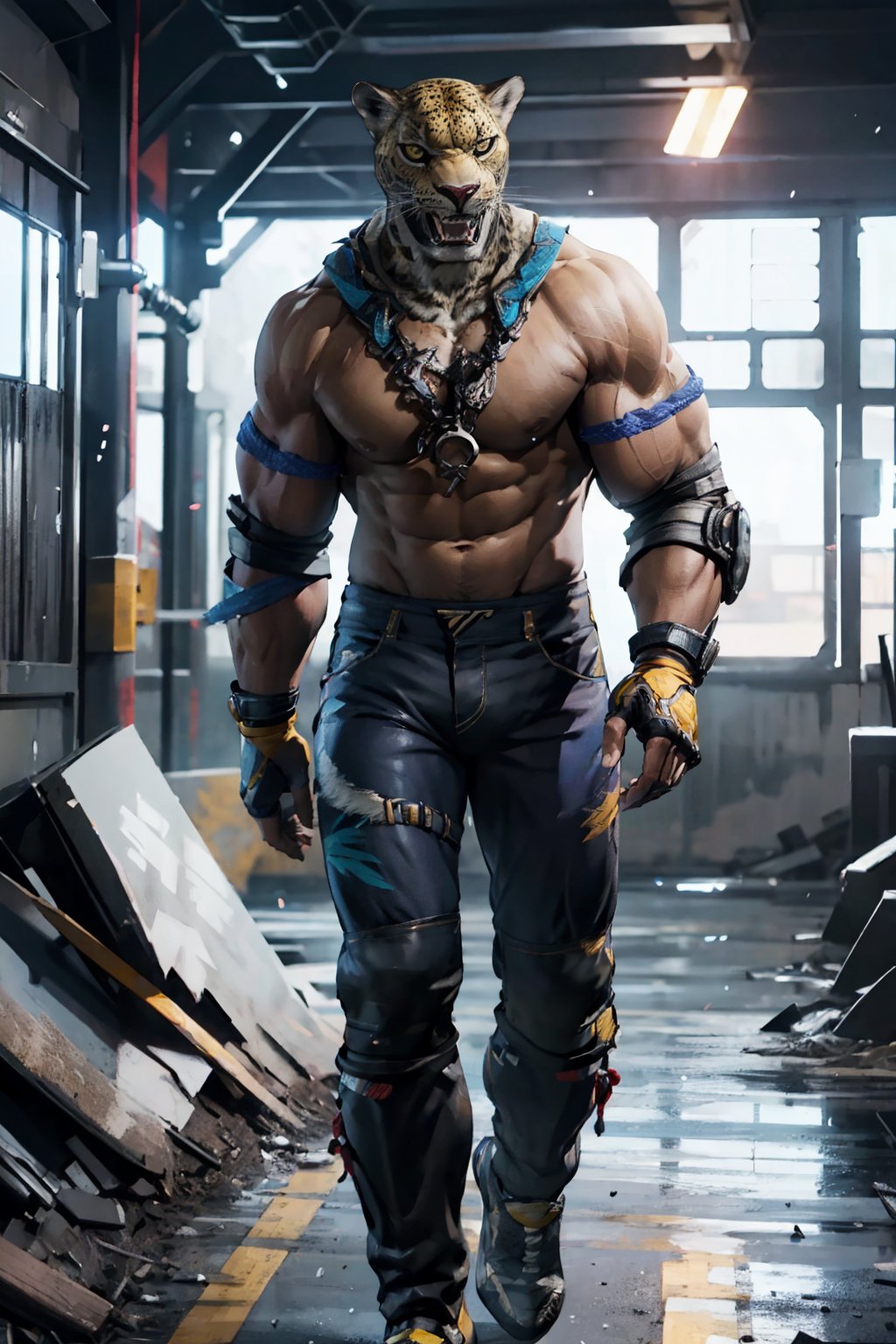 king_tekken7, 1boy, full body, photorealistic, best quality, 8K masterpiece, soft lighting, realistic skin, high resolution, high detailed, intricate details