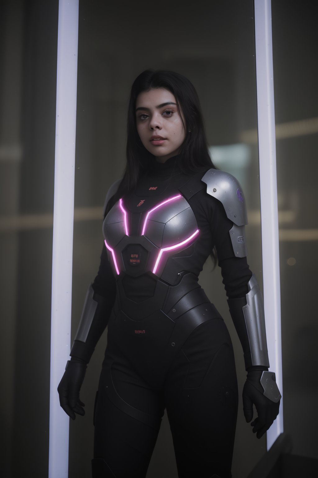 (best quality, 4k, 8k, highres, masterpiece:1.2), ultra-detailed, physically-based rendering, professional, neon led light, vivid colors, bokeh, cyborg girl, made only glass, neon cables, gears, transparent body, mechanical details, glowing eyes, reflective surface, subtle reflections, ethereal, luminous, metallic highlights, sci-fi, futuristic, neon lights, blue and purple color palette, dynamic lighting,Mallugirl,Mecha body,,CyberpunkWorld,27 year old girl,bul4n,n4git4,tsumuri,kokoroaoshima,Fuj1,vanessh4,gheayoubi,Billie Eilish ,cislan,25 year old girl ,Mallu ,Cyberpunk,Women ,1 girl,photo of perfecteyes eyes,27 old girl,photorealistic,Girl,Mallu,Indian 