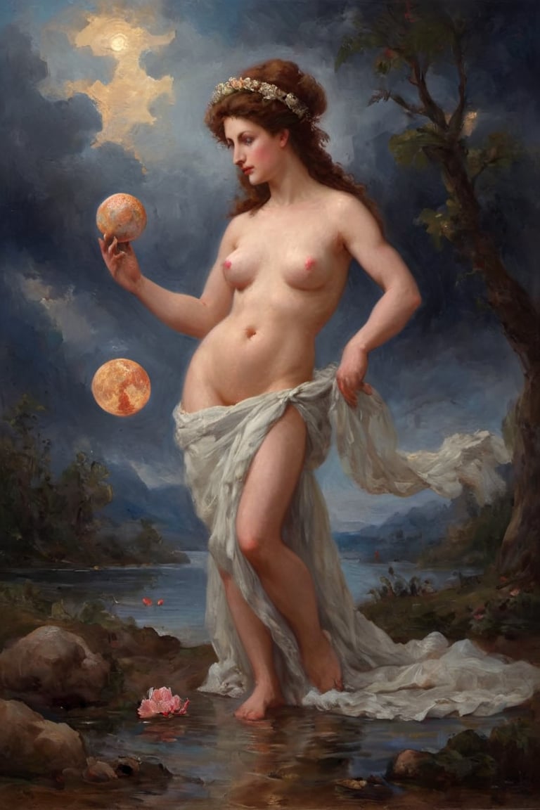 seductive goddess venus, oil painting