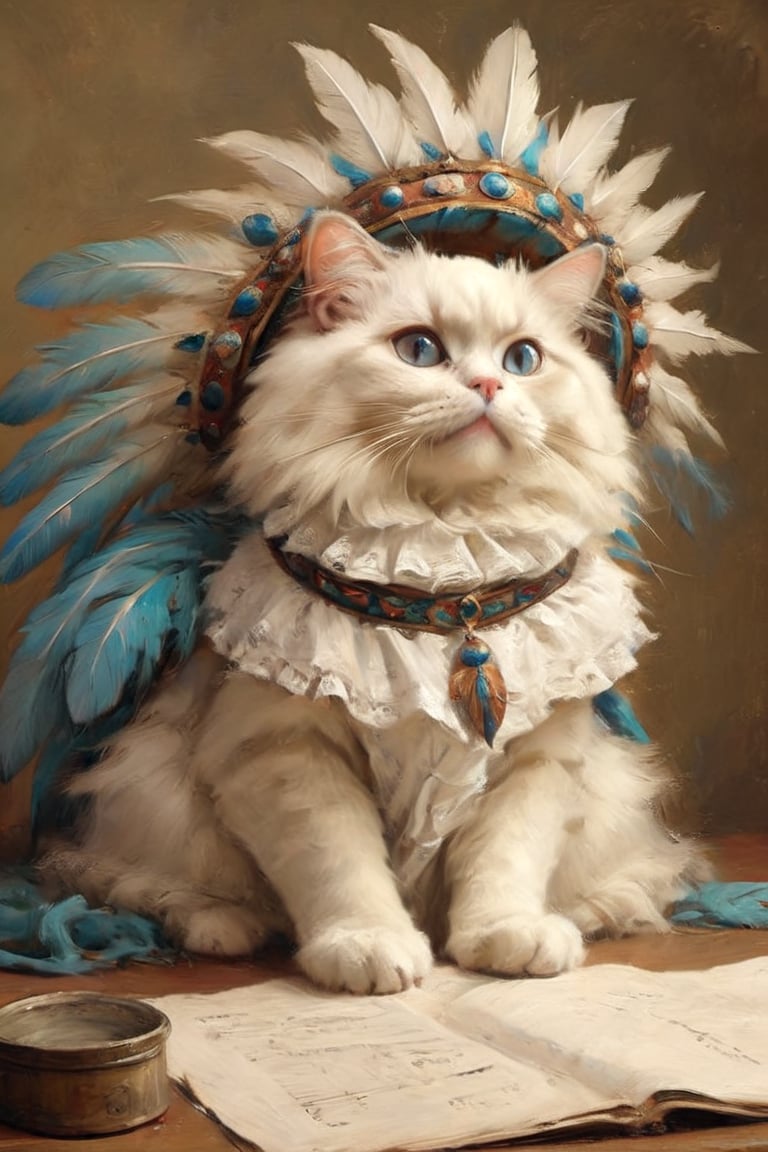 Angelic Ragdoll Cat Planning events, wearing Grand Feathers Band shirt