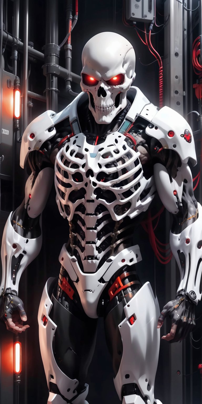 Skullman, tech, cyber, epic backgrpund