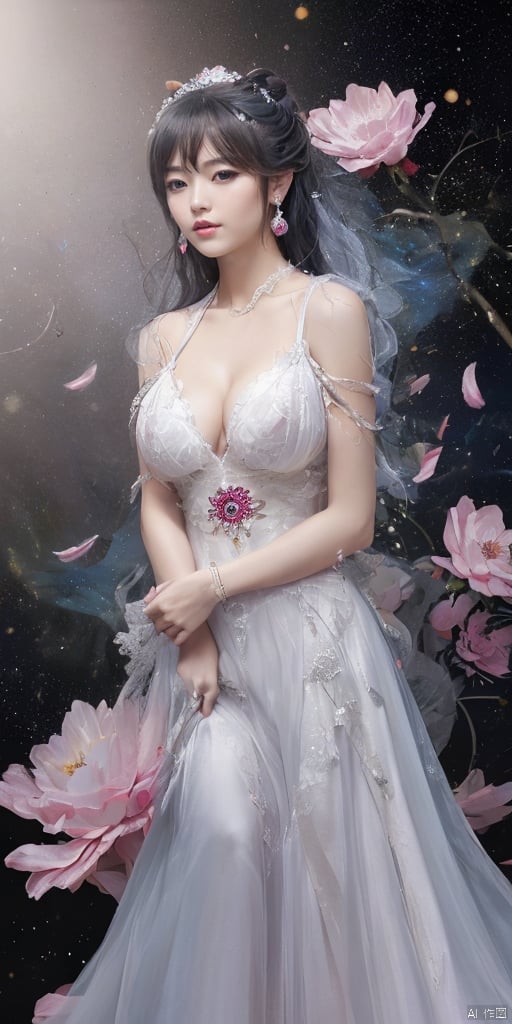  1girl,Han Chinese girls,white Hanfu,,full body,feathers,floating object,floating weapon,chinese clothes,large breasts,There are many scattered luminous petals,bubble,contour deepening,black rose,jewelry, earrings,lips, makeup, portrait, eyeshadow, realistic, nose,{{best quality}}, {{masterpiece}}, {{ultra-detailed}}, {illustration}, {detailed light}, {an extremely delicate and beautiful}, a girl, {beautiful detailed eyes}, stars in the eyes, messy floating hair, colored inner hair, Starry sky adorns hair, depth of field, large breasts,cleavage,blurry, no humans, traditional media, gem, crystal, still life, Dance,movements, All the Colours of the Rainbow,zj,
simple background, shiny, blurry, no humans, depth of field, black background, gem, crystal, realistic, red gemstone, still life,