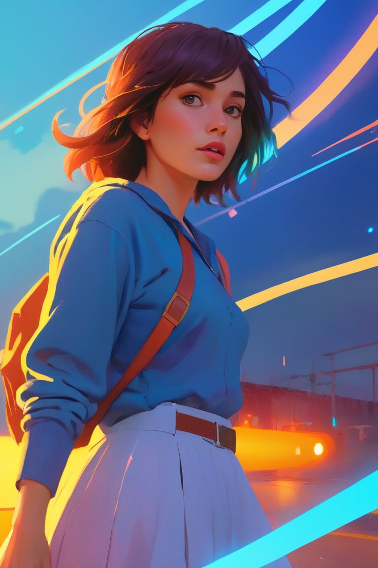 25 year old woman, wacky, colorful, crazy, abstract, epic, vibrant, atmospheric lighting, by Jesper Ejsing, by RHADS, Makoto Shinkai, and Lois van baarle, ilya kuvshinov, rossdraws, artgerm, octane render, cgsociety, trending on artstation