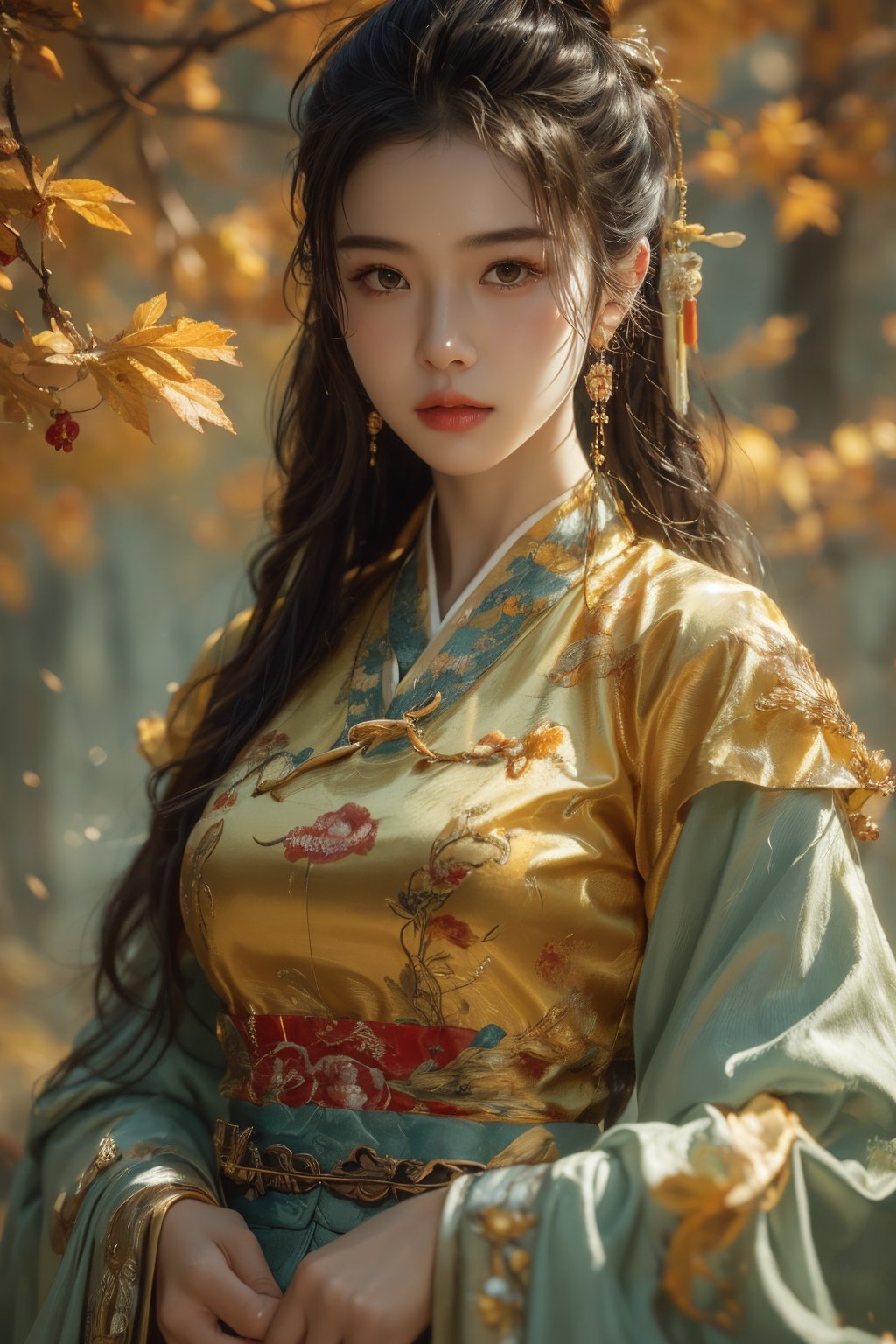 chijian,1girl,solo,long hair,upper body,chinese clothes,looking at viewer,leaf,long sleeves,<lora:chijian_20240127082632-000008:0.8>,, (high quality), best quality, (4k), 8k, super detailed, (full detail), (masterpiece), (realistic), super detailed,(Exquisite details) ,intricate,