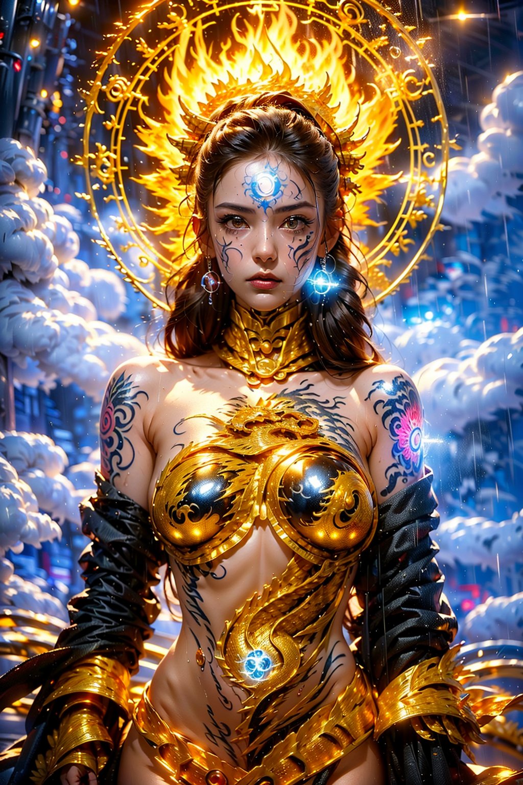 (((golden dragon))),  (((Metal dragon))),  (((naked))),  (((holy tattoo))),  (((shine))),  (((Bubbles))),  (((moonlight))),  (((drak clouds))),  (((fog))),  (((Sanskrit))),  (((lightning))),  Delicate texture,  (((fire))),  (((rain))),  (((magic circle))),  Makeup,  More Detail,  (((holy tattoo))),  GdClth,  (((shine))),  (((Bubbles))),  (((moonlight))),  (((drak clouds))),  (((fog))),  (((Sanskrit))),  , 1girl,<lora:EMS-276656-EMS:0.800000>