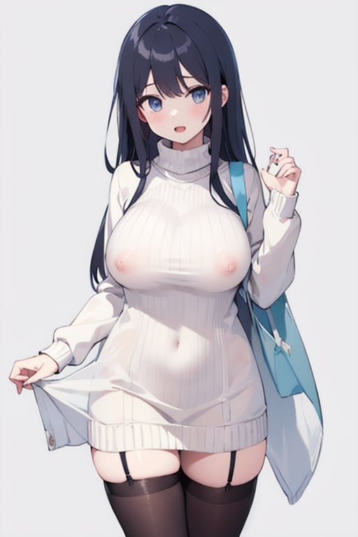 (masterpiece:1.2),extremely high quality,1girl,solo,see-through,sweater_dress,big breasts,[nipples],high stockings,looking at viewer,cowboy shot,long hair,simple background,<lora:Transparent clothes_concept_v1.2:0.6>,