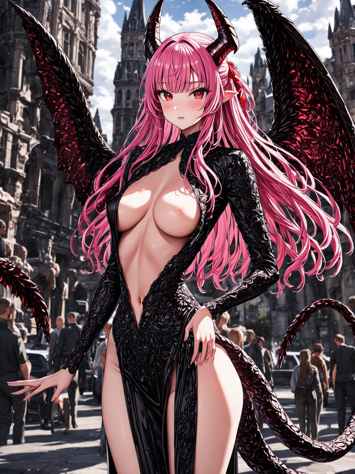 //Quality,
masterpiece, best quality, ultra detailed, 8K-UHD
,//Character,
1girl, solo
,//Fashion,
,//Background,
flying sky
,//Others,
,RitterBalberith,1girl, long hair, pink hair, red eyes,tail, wings, horns,AsanagiStyle