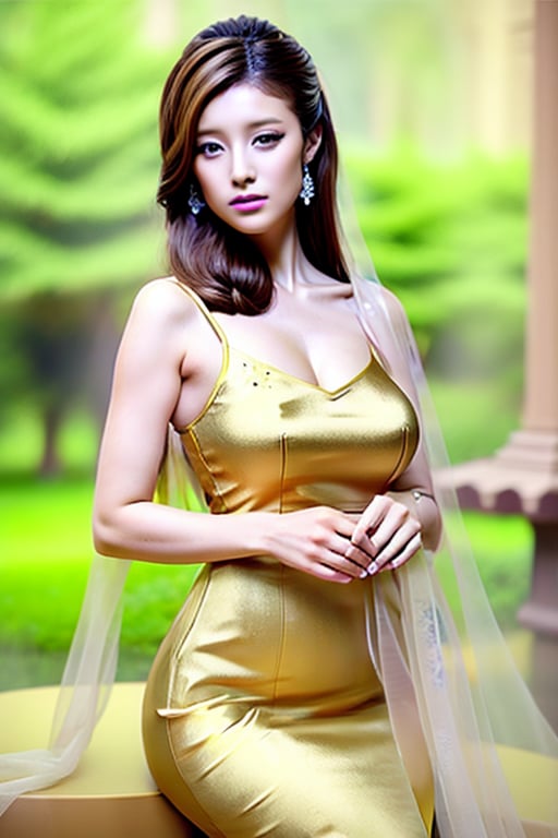 Ultra Realistic, a striking Vietnamese woman embraces her heritage with utmost pride. With poise and grace, she stands tall in front of a calm and peaceful lake, commanding attention. This breathtaking image, whether painted or photographed, captures her undeniable elegance and profound connection to her nationality. Adorned in traditional attire, every vibrant detail highlights the woman's beauty and cultural significance. The image exudes a sense of high-quality craftsmanship, allowing viewers to immerse themselves in the richness and authenticity of Vietnamese culture.