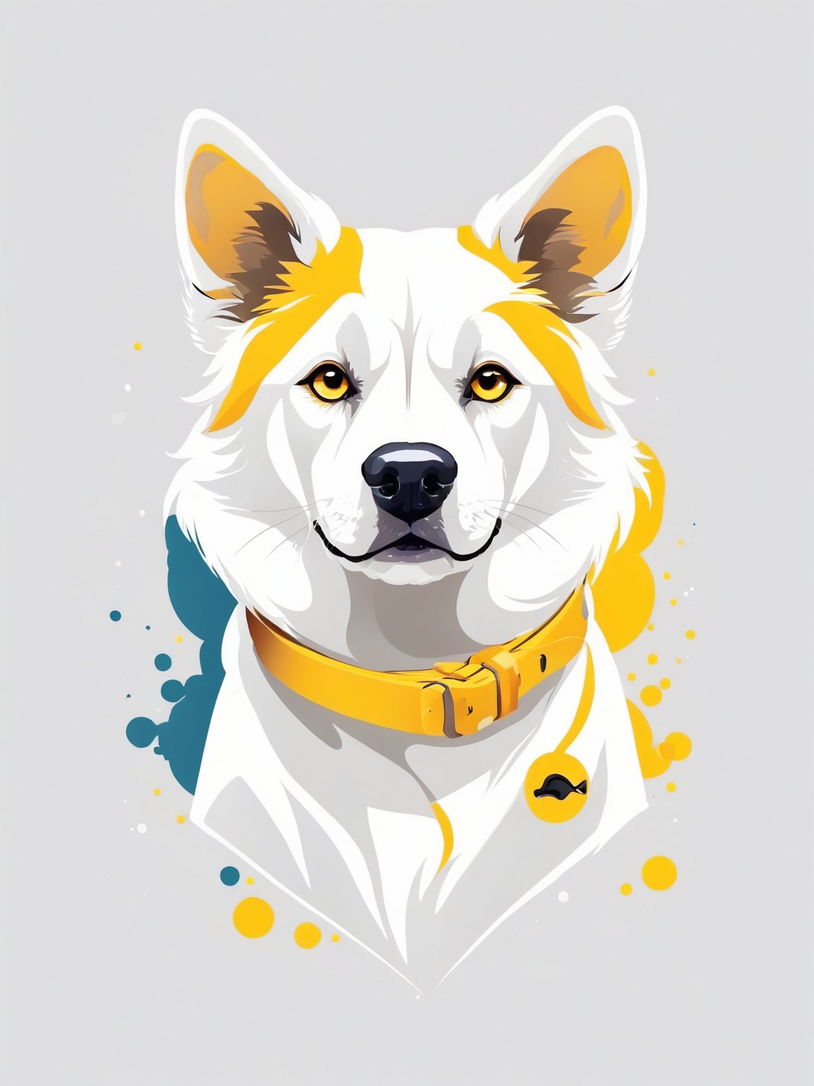 AiArtV,t-shirt design, looking at viewer,simple background,white background,yellow eyes,animal,white background,dog,animal focus,vector illustration