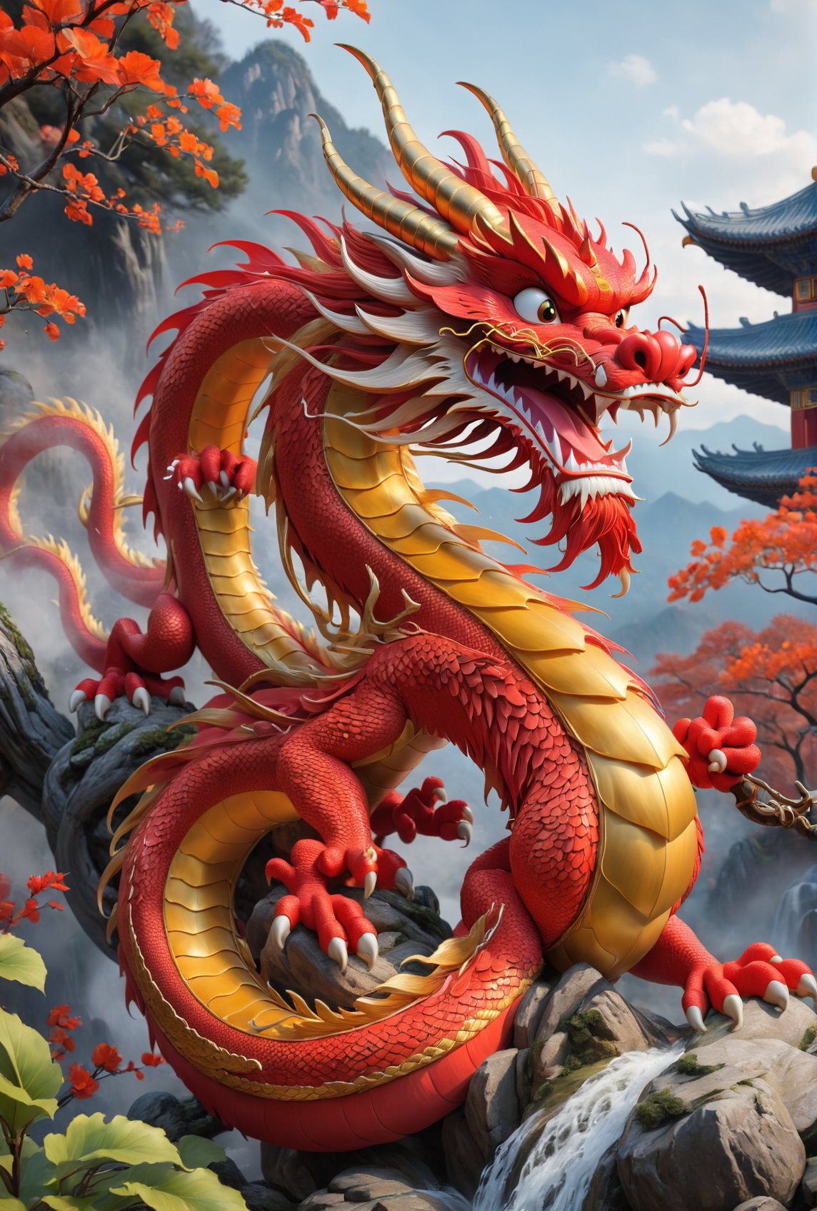  red Chinese dragon.  