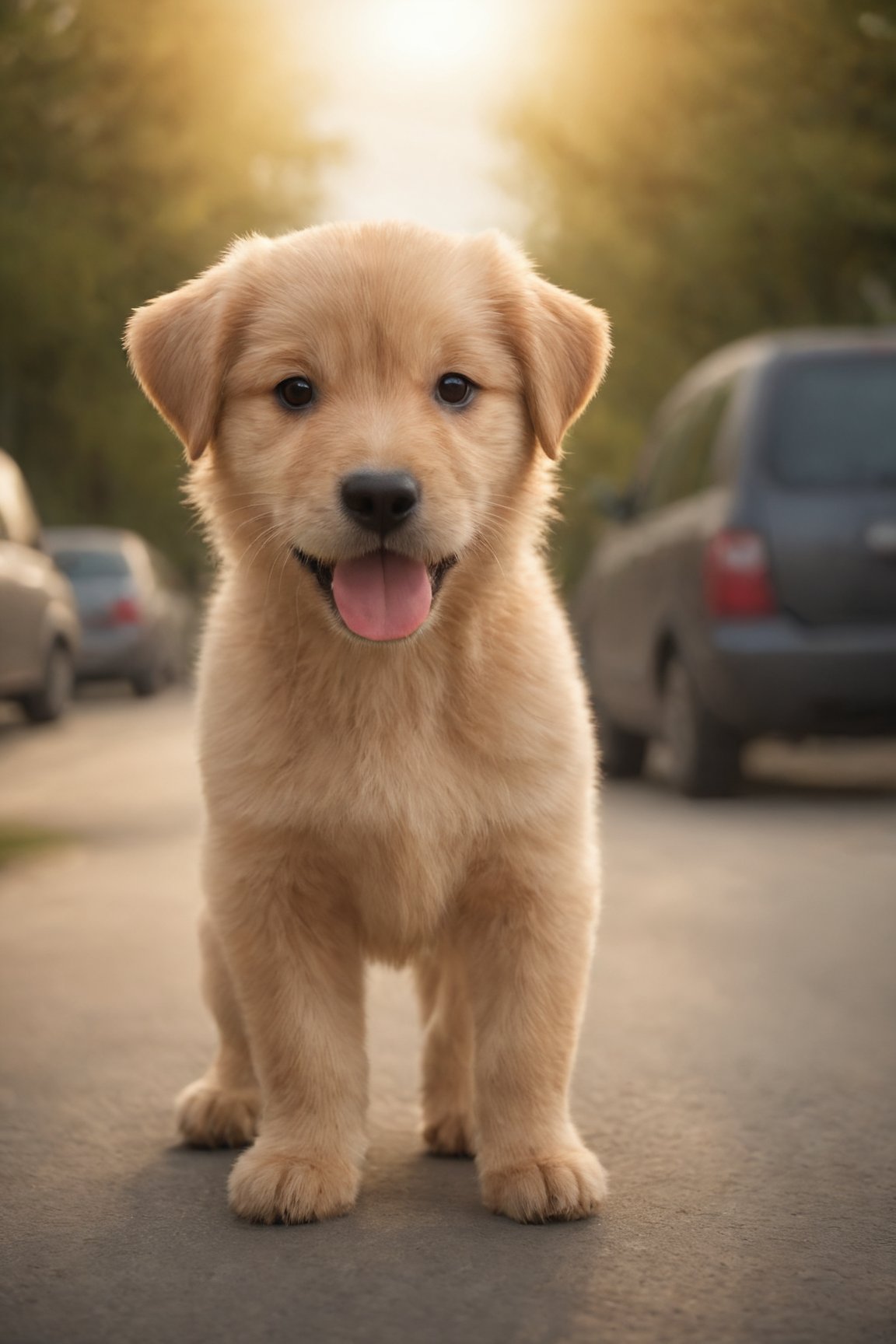 realistic photos of puppy on the street, hatching (texture), foreshortening, cinematic lighting, jpeg artifacts, UHD, 16k --auto --s2
