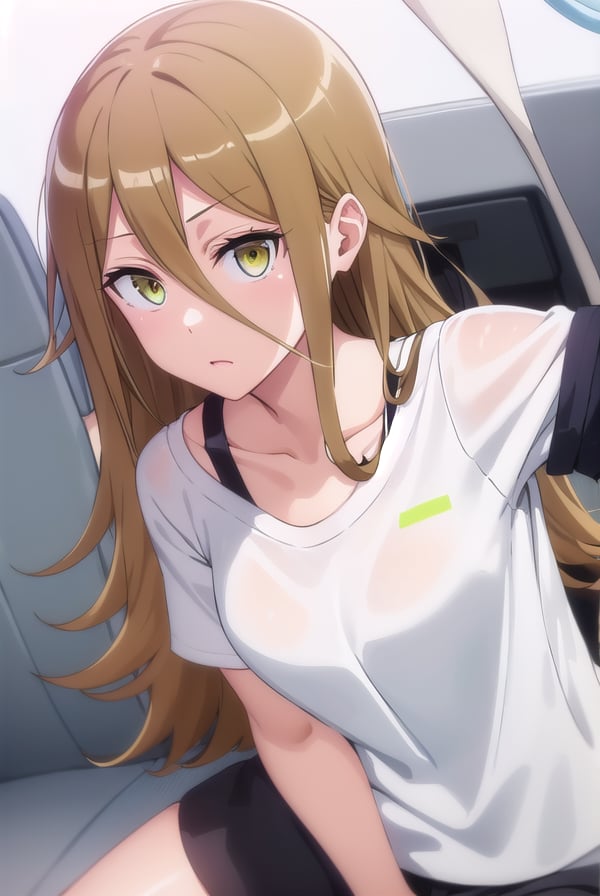 rumikaaina, <lora:rumika aina s1-lora-nochekaiser:1>,rumika aina, long hair, brown hair, hair between eyes, (green eyes:1.3),BREAK shirt, white shirt, collarbone, short sleeves, shorts, black shorts,BREAK indoors, gym,BREAK looking at viewer,BREAK <lyco:GoodHands-beta2:1>, (masterpiece:1.2), best quality, high resolution, unity 8k wallpaper, (illustration:0.8), (beautiful detailed eyes:1.6), extremely detailed face, perfect lighting, extremely detailed CG, (perfect hands, perfect anatomy), 