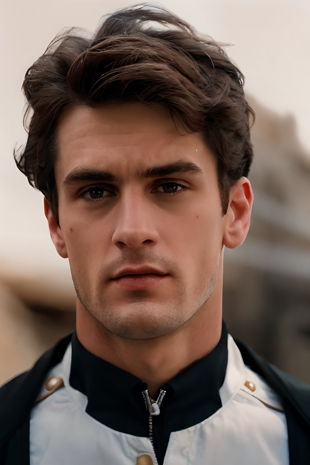 a handsome man, thick eyebrows, looking at the viewer, white background, realistic, photorealistic, 8k, cinematic lighting, very dramatic, European man, soft aesthetic, innocent, art by john singer sargent, handsome Italian