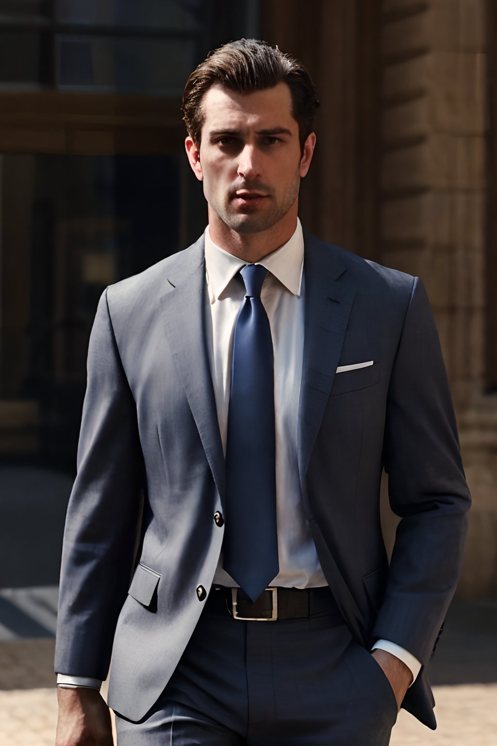 handsome man, realistic, wearing suit and tie, corporate, business man, city living, realistic, photorealistic, 8k, cinematic lighting, hades armor, very dramatic, European man, soft aesthetic, innocent, art by john singer sargent, greg rutkowski, handsome Italian,Realism