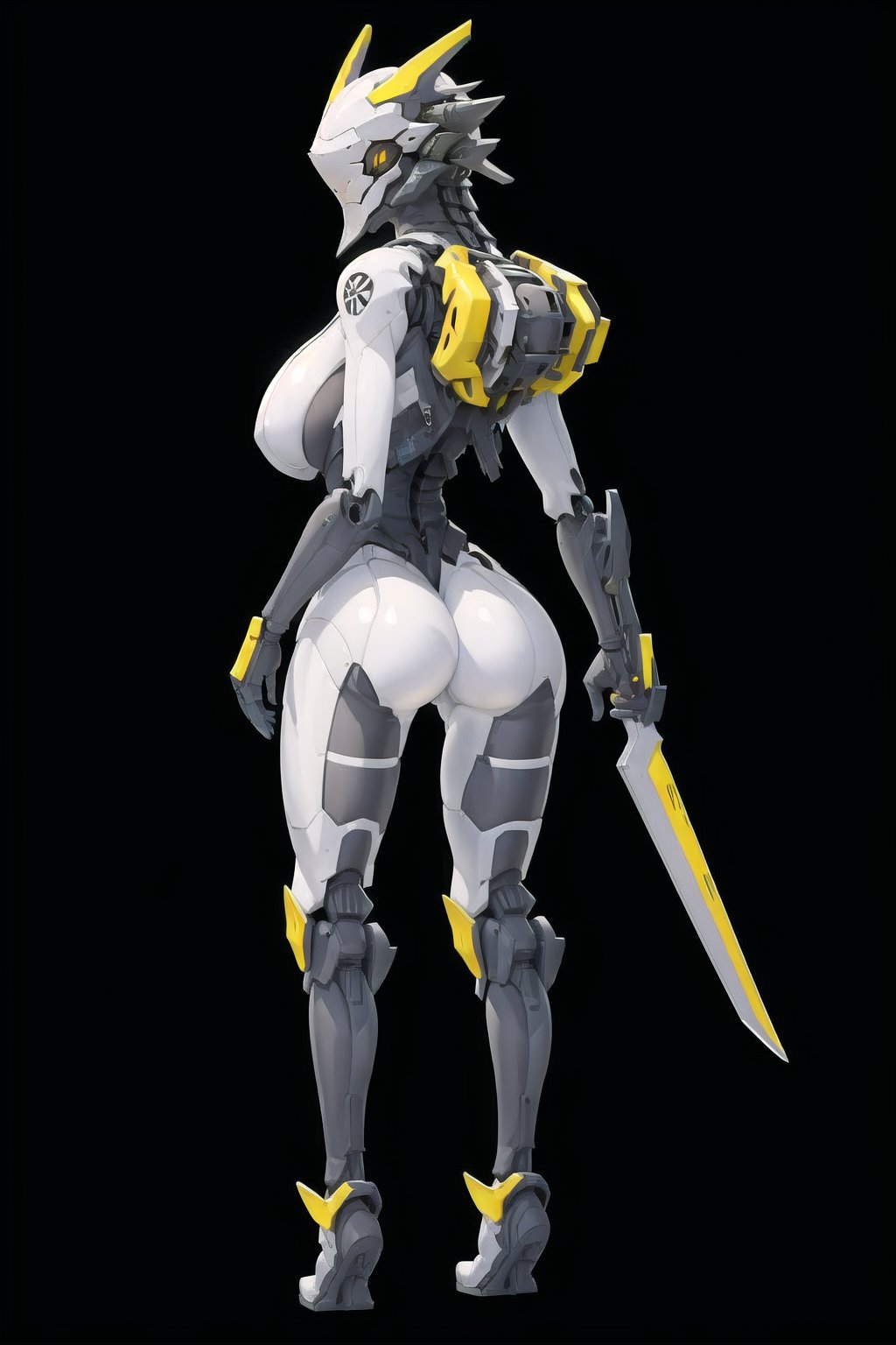 masterpiece, best quality, @Antihuman, 1girl, solo, breasts, medium_breasts, full_body, weapon, ass, assasin, sword, from_behind, gun, bodysuit, squatting, helmet, animal helmet, dragon helmet, dog helmet, knife, rifle, science_fiction, cyborg, barcode, TypeKOF, Head, Devil, Armor, Armorhead, Cyborghead, Devilhead, Humanoid, mecha_musume, spine detail, artificial, anthropomorphic mecha humanoid female dragon, spine metal skeleton details, exoskeleton, basoka, futuristic helmet, cyberpunk helmet, exo helmet, cyberpunk bodysuit, (Human:Cyborg:Dragon:1.4), wereanimal_cyborg, (best quality, masterpiece), (1girl, solo, mini black jacket standing, yellow eyes, leaning, full body), (less light, black yellow room, yellow graffiti behind, disorderly spray cans), , solo, breasts, large_breasts, wereanimal helmet, science_fiction, mecha_musume, TypeKOF,, animal Head,, Devil, Armor, Cyborg , bird mecha helmet armor, random_wear, bodysuit, weapon, devilhead, grey_skin, science_fiction, mecha_musume, [TypeKOF], Head Devil, Head Armor, dog Head Cyborg, Humanoid, white bodysuit, no_human, robot head, mask, no eye, (fisheye distortion:0.5), extreme long shot,