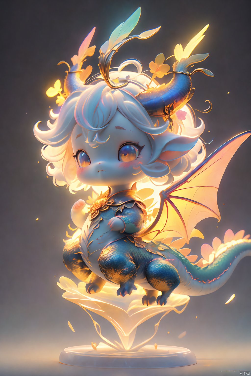 Best Quality,  Masterpiece,  Cute Little Dragon, Naked,  full body scales,  dragon tail,  dragon horns, （ Clear Color PVC Scales）, （ Clear Color Vinyl Wings）,  （Colorful Scales）,  Prism,  Holographic,  Chromatic Aberration,  Fashion Illustration,  Masterpiece,  8k,  Super Detailed,  pixiv, High Resolution,  Solo,  Ultra Detail,  Masterpiece,  (Detail Cute Face): 1.2,  (Masterpiece,  Best Quality: 1.3),  Beautiful Detail Glow,  Best Lighting,  (((Best Quality,  Textile Shadows,  Ultra Detail))),  Beauty and Aesthetics with High Detail,  Best Lighting,  High Resolution,  Detail,  Dynamic Lighting,  Ultra Detailed Skin,  Intricate Detail,  Ultra Detail,  Sharp Detail,  Coast,  (Full Body: 1.2),  Levitation,  xxhanfu halo cyber phoenix crown,  Light-electric style,  Cyberpunk Concept,<lora:EMS-272061-EMS:0.660000>,<lora:EMS-268526-EMS:0.300000>,<lora:EMS-262422-EMS:0.400000>,<lora:EMS-22839-EMS:0.200000>,<lora:EMS-267842-EMS:0.200000>