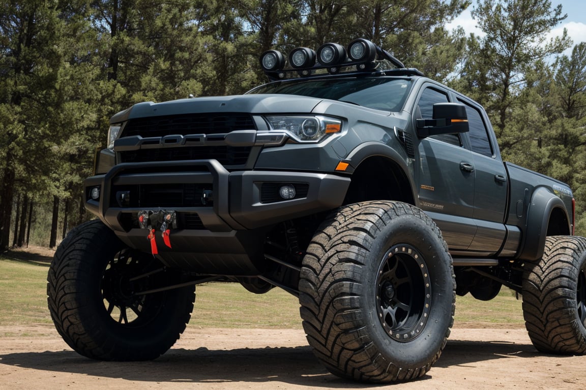 giant cyborg monster 4x4 truck, huge wheels