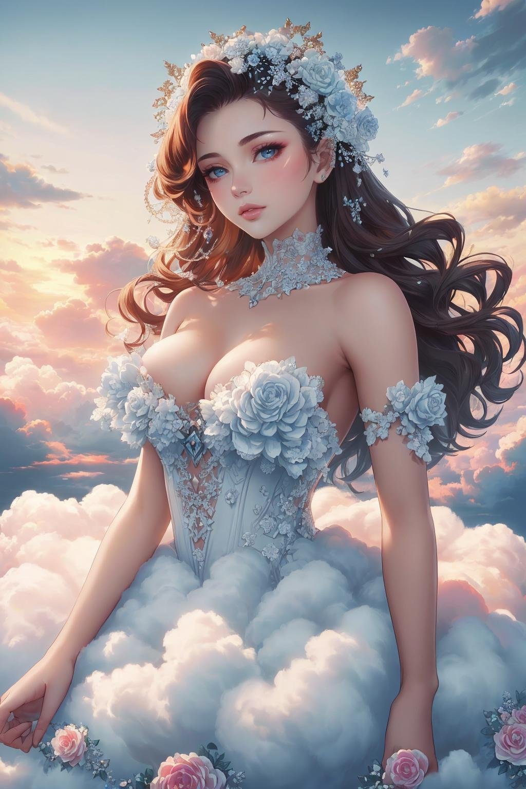 ((Masterpiece, best quality,edgQuality)), edgCloud, a woman wearing a dress made of clouds ,wearing edgCloud <lora:edgCloudDress:0.8>
