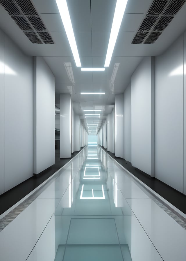 <lora:D1s-Backroom:0.62>, backroom, liminal space, uploaded artstation, ,Level-15,Futuristic Halls,inside,sci-fi,futuristic,fluorescent light,corridor,white wall,white floor,white lighting,reflection,BREAK,window,(photorealistic), [sharp focus], (HDR), (8k), (gigapixel), (masterpiece)