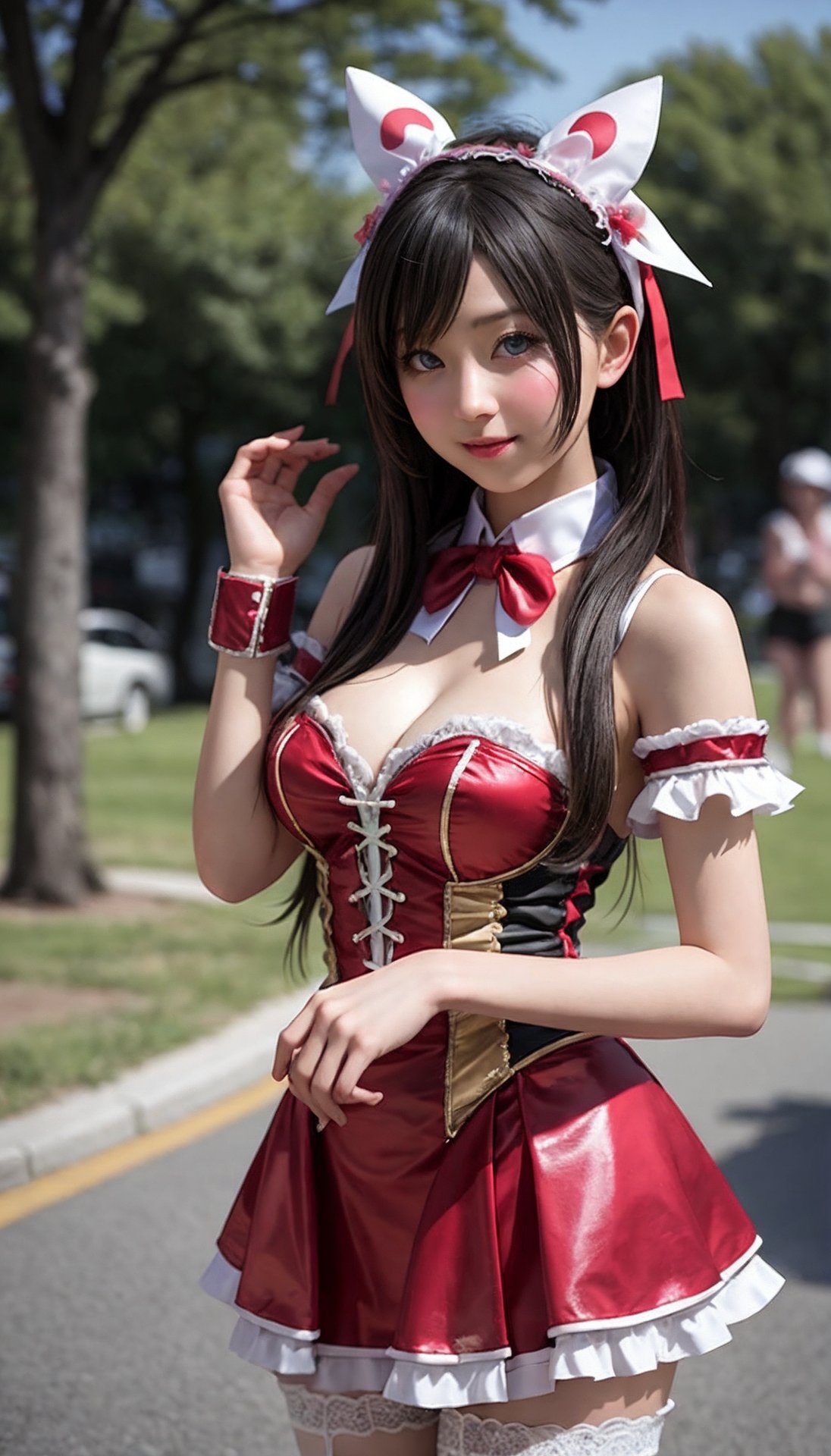 (best quality, masterpiece:1.2),ultra detailed,(photo realistic:1.4),solo,cute girl,outdoor,costume_play