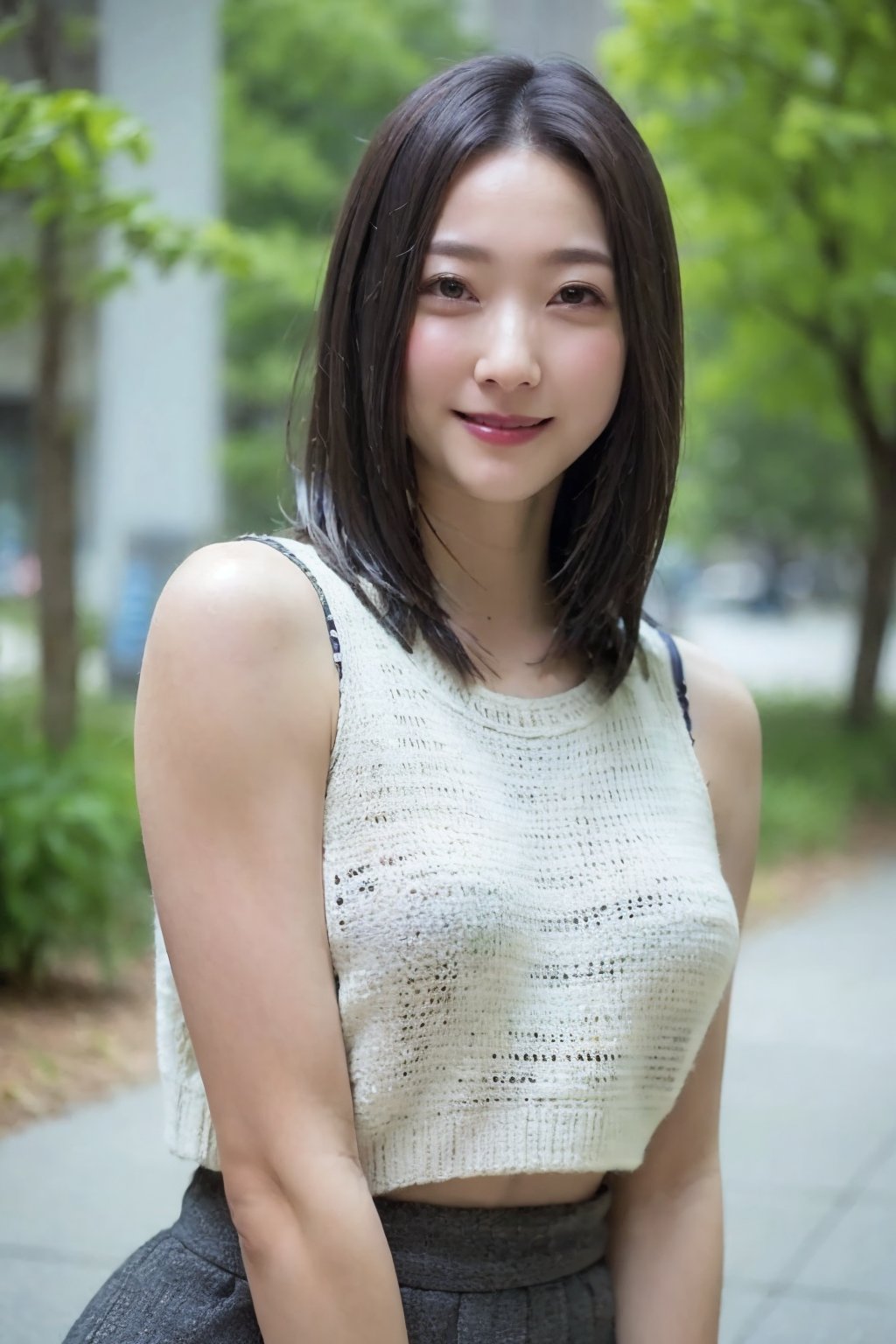 (shoot from front:1.4), smile, rhythmic sports gymnastics,  olympic contest,  ,  podium,  award ceremony,  big smile,  Best quality,  raw photo,  photorealism,  UHD,  lifelike rendering,  (upper body portrait:1.4),  Photo of stunningly Beautiful japanese milf,  stunning,  medium dark brown hair,  natural breasts,  long-legged,  pale skin,  skin pores,  daily outfit,  fitted knit sweater,  sharp focus,  smile,  gaze at viewer,  from below,  closed to up,  thighs focus,  detailed eyes,  exquisite facial,  detailed real skin texture,  detailed fabric rendering,  daylight,  ray tracing, hatakeyamaairi,<lora:EMS-52083-EMS:0.600000>,<lora:EMS-281231-EMS:0.800000>