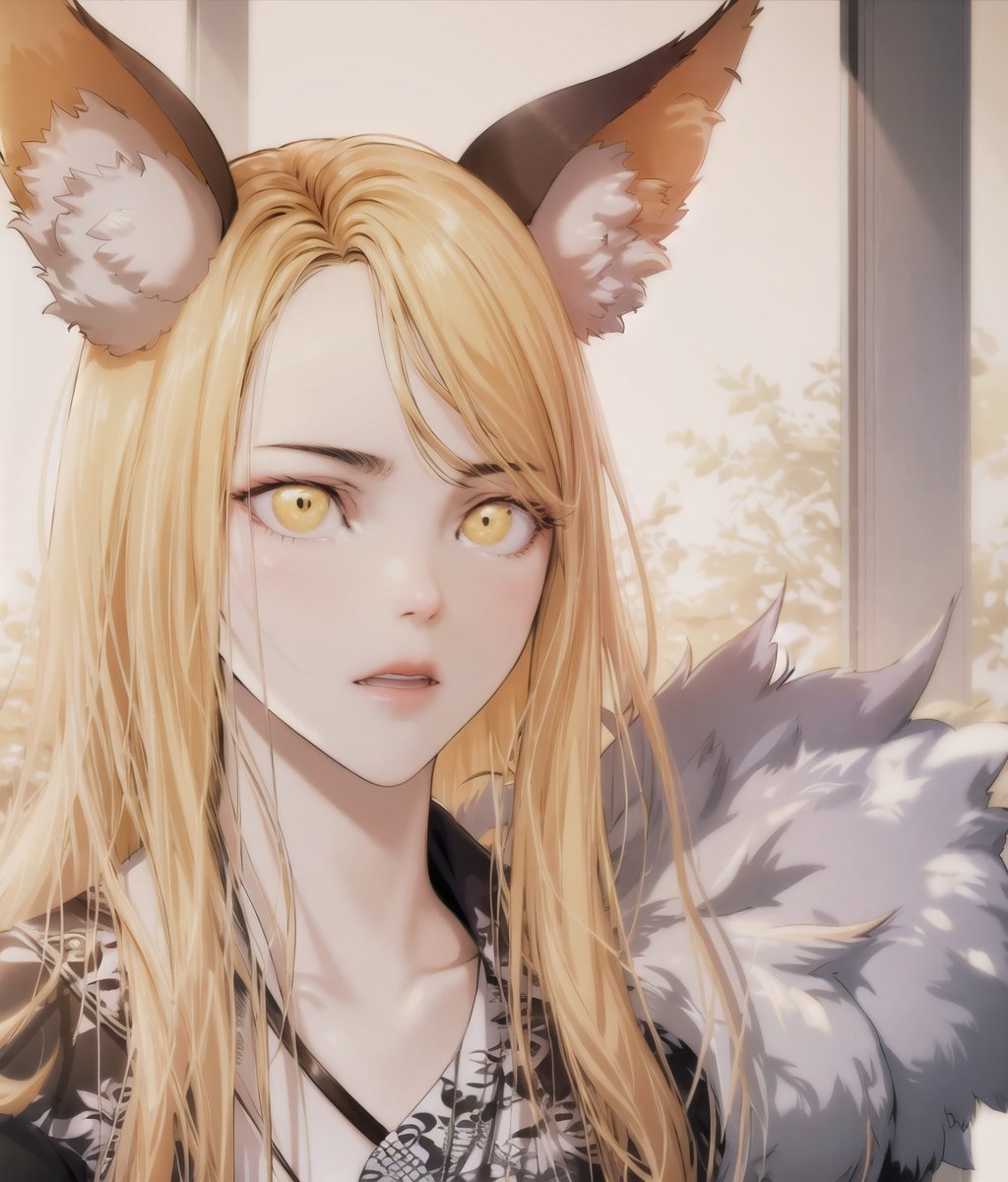 ray tracing, {best quality}, {{masterpiece}}, {highres}, original, extremely detailed 8K wallpaper, 1girl,animal ears, blonde hair, yellow eyes