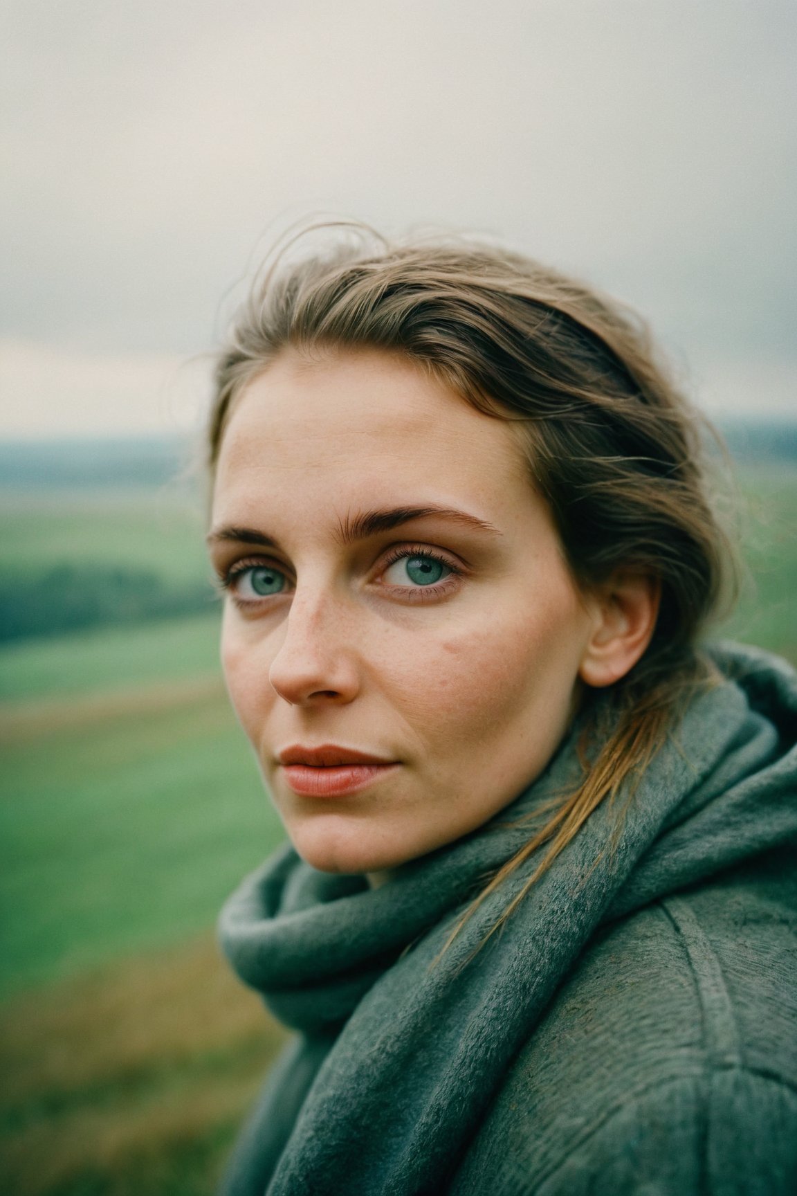 RAW Photo, a beautiful Slovakian woman, overcast weather, hyperdetailed photo, soft light, Kodak Ektar 100, rich emotive colors, DSLR