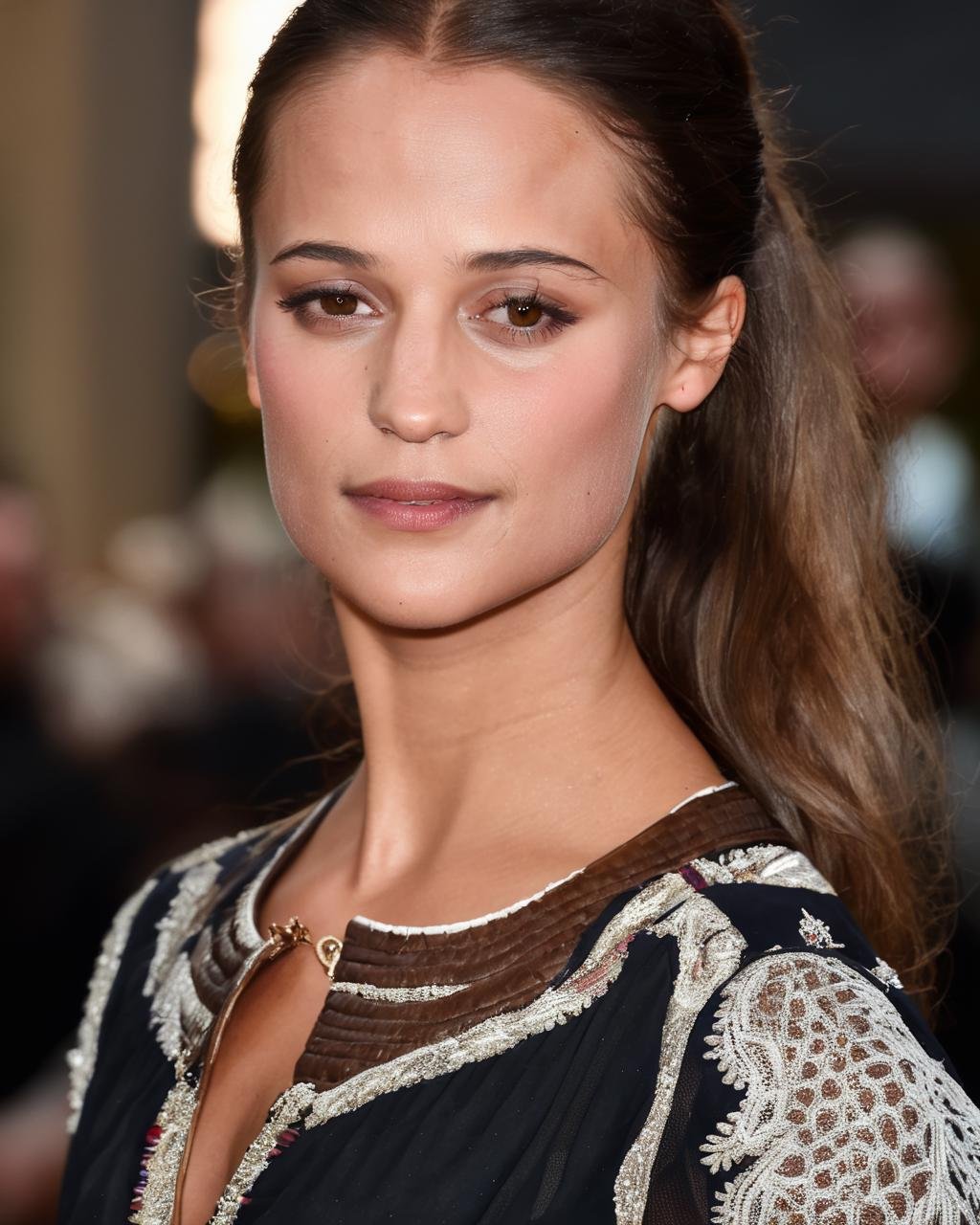 ((portrait)), (closeup, upper body),tunic dress with ankle-length trousers, alicia_vikander,<lora:AliciaVikanderXL:1>,, ((sharp face, detailed face, realistic face, naturtal skin, realistic skin, detailed skin, pores, sharp eyes, detailed eyes,realistic eyes)),