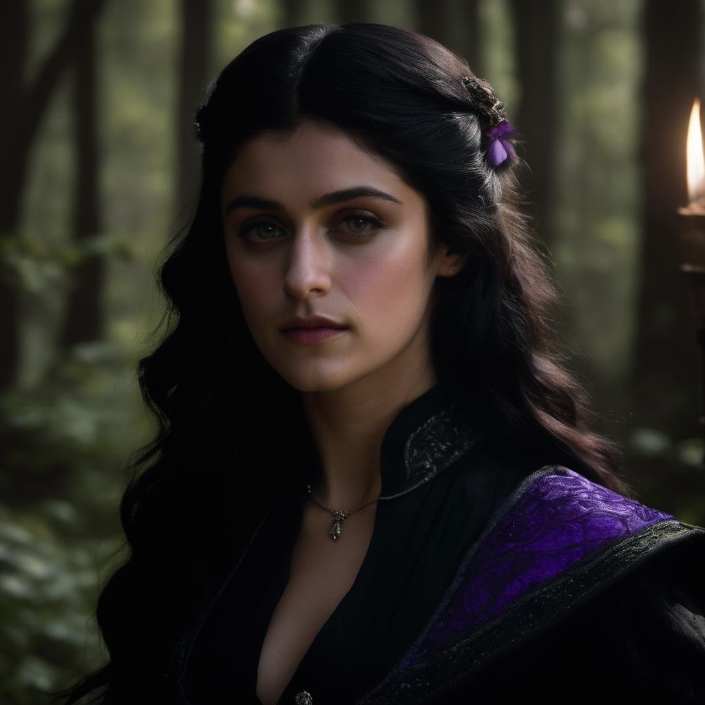 Anya_Chalotra,as yennefer from the witcher tv show,(purple iris color), black dress,sorceress,<lora:AnyaChalotraXL:1>,, (masterpiece, best quality, ultra-detailed, best shadow), high contrast, (best illumination), ((cinematic light)), colorful, hyper detail, dramatic light, intricate details, (1 girl, solo) , ultra detailed artistic photography, dreamy, backlit, shadows, ultra high definition, 8k, ultra sharp focus, ultra high quality model, soft lighting, film photography, analogue photography, hyperrealism,