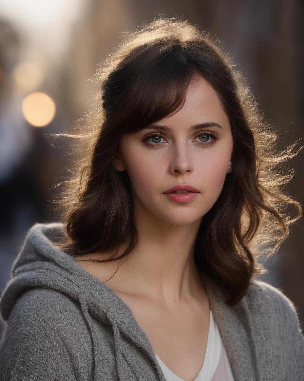 felicity_jones,<lora:FelicityJonesXL:1>,sweater, hoodie, ((perfect eyes, detailed eyes,realistic eyes)), ((sharp face, detailed face, realistic face, naturtal skin, realistic skin, detailed skin, pores)), (masterpiece, best quality, ultra-detailed, best shadow), high contrast, (best illumination), ((cinematic light)), colorful, hyper detail, dramatic light, intricate details, (1 girl, solo) , ultra detailed artistic photography, dreamy, backlit, shadows, ultra high definition, 8k, ultra sharp focus, ultra high quality model, soft lighting, film photography, analogue photography, hyperrealism,