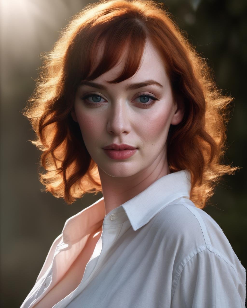 christina_hendricks,<lora:ChristinaHendricksXL:1.0>, ((wearing a oversized white shirt that reads "Melons")), outdoor, denim, oversized t-shirt, ((sharp face, detailed face, realistic face, naturtal skin, realistic skin, detailed skin, pores)), ((perfect eyes, detailed eyes,realistic eyes)), (masterpiece, best quality, ultra-detailed, best shadow), high contrast, (best illumination), ((cinematic light)), colorful, hyper detail, dramatic light, intricate details, (1 girl, solo) , ultra detailed artistic photography, dreamy, backlit, shadows, ultra high definition, 8k, ultra sharp focus, ultra high quality model, soft lighting, film photography, analogue photography, hyperrealism,