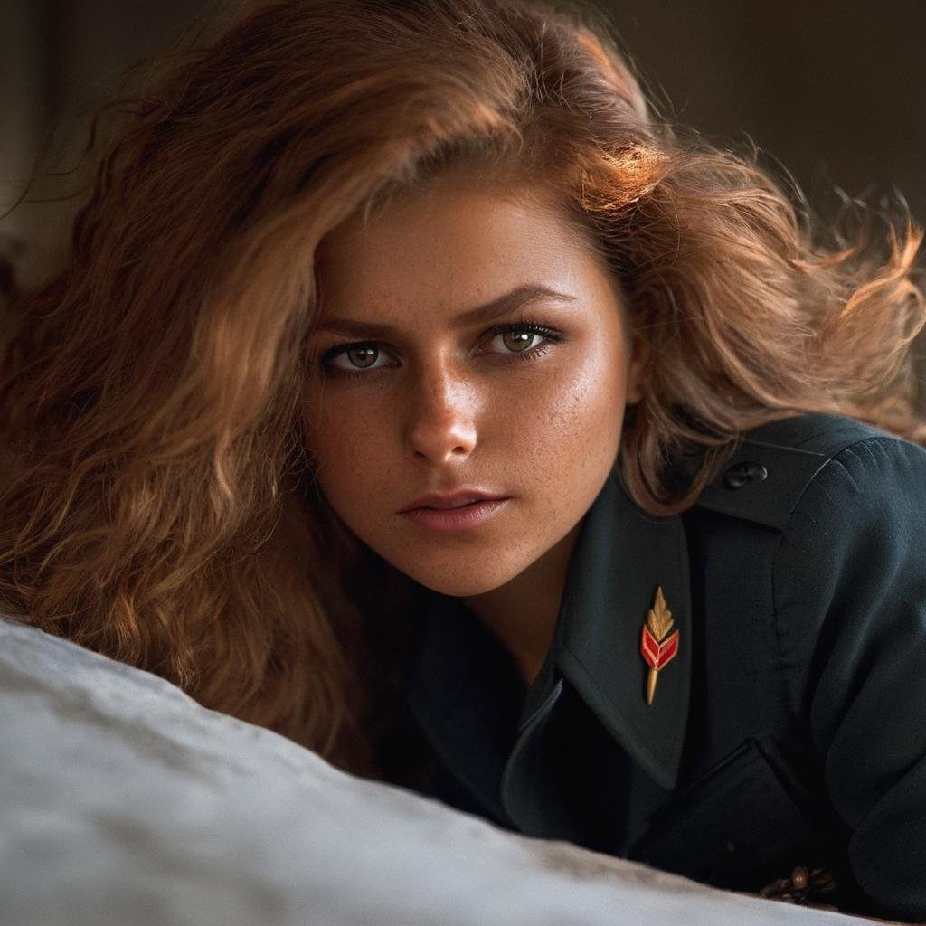 julia_yaroshenko, <lora:JuliaYaroshenkoXL:1>,((soviet soldier, soviet military uniform, soviet military infantry, soviet airforce, black shirt, black pants, army boots, world war 1, ww1)), ((perfect eyes, detailed eyes,realistic eyes)), ((sharp face, detailed face, realistic face, naturtal skin, realistic skin, detailed skin, pores)), (masterpiece, best quality, ultra-detailed, best shadow), high contrast, (best illumination), ((cinematic light)), colorful, hyper detail, dramatic light, intricate details, (1 girl, solo) , ultra detailed artistic photography, dreamy, backlit, shadows, ultra high definition, 8k, ultra sharp focus, ultra high quality model, soft lighting, film photography, analogue photography, hyperrealism,