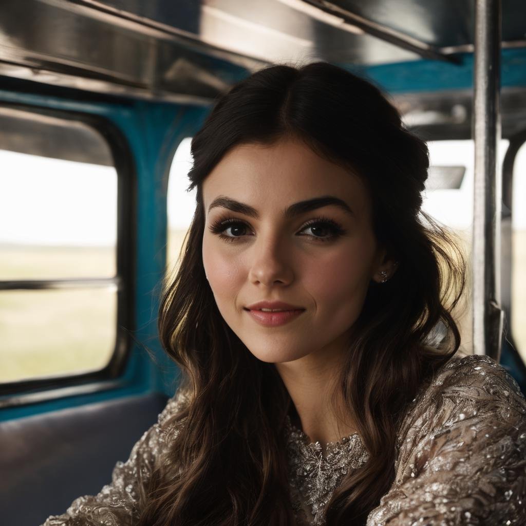victoria_justice, <lora:VictoriaJusticeXL:1>, sitting in a old bus, 1960, long hair, braid, 60s style clothes, looking at the camera, smile, sultry look, makeup, ((perfect eyes, detailed eyes,realistic eyes)), ((sharp face, detailed face, realistic face, naturtal skin, realistic skin, detailed skin, pores)), (masterpiece, best quality, ultra-detailed, best shadow), high contrast, (best illumination), ((cinematic light)), colorful, hyper detail, dramatic light, intricate details, (1 girl, solo) , ultra detailed artistic photography, dreamy, backlit, shadows, ultra high definition, 8k, ultra sharp focus, ultra high quality model, soft lighting, film photography, analogue photography, hyperrealism,