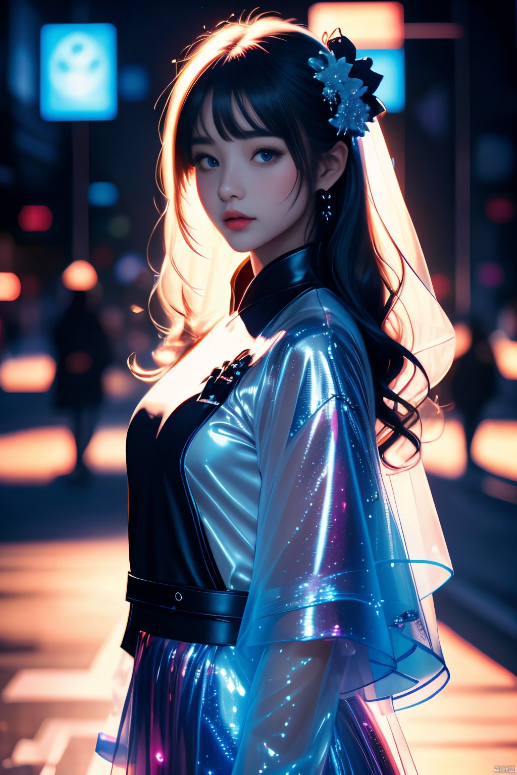  (masterpiece), best quality,((illustration)), (finely detailed face and beautiful eyes), (Detailed depiction), (Detailed depiction of the human body), (Fine CG), city,1girl,hanfu,white long hair, bangs, blue eyes,exquisite,pleated skirt,Ming Dynasty Hanfu,mamian skirt,long coat,long skirt,pink hair,updo,centered composition,
8k, coloful,detailed background,lively illustrations,marginal light,in the style of bright color palette,cute and dreamy, softly luminous,radiant clusters,,, CGArt Illustrator,,,<lora:660447313082219790:1.0>,<lora:660447313082219790:1.0>