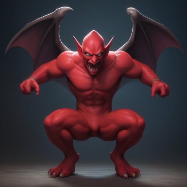 erotic action shot of red arremer thrusting his featureless crotch in your face, red demon, muscular male body, featureless crotch, bat wings, oil painting, sharp details,\\\"first person perspective\\\"1.5)  redarremer,redarremer,3D MODEL,disney pixar style, capcom style poster.,<lora:659095807385103906:1.0>