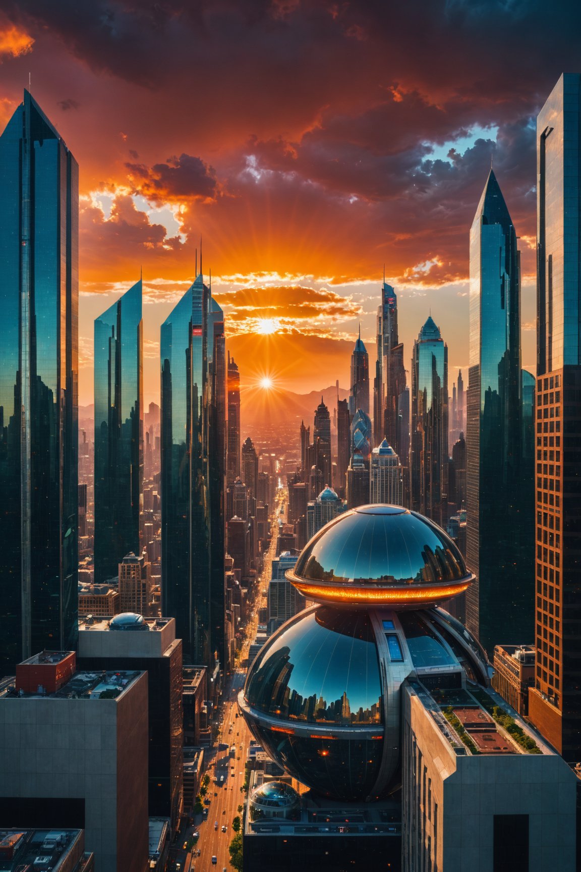 Hyperrealistic, Hyperdetailed, Realism Photo of a futuristic city, (Brilliant light), cinematic lighting, nebula, planets, shiny sunrays, cinematic, 8K, hyperdetailed, photo-realistic, 50mm lens, f/2.8, natural lighting, HDR, Kodak Ektar, macro lens, sharp focus, photo-realistic, 50mm lens, f/2.8, natural lighting, HDR