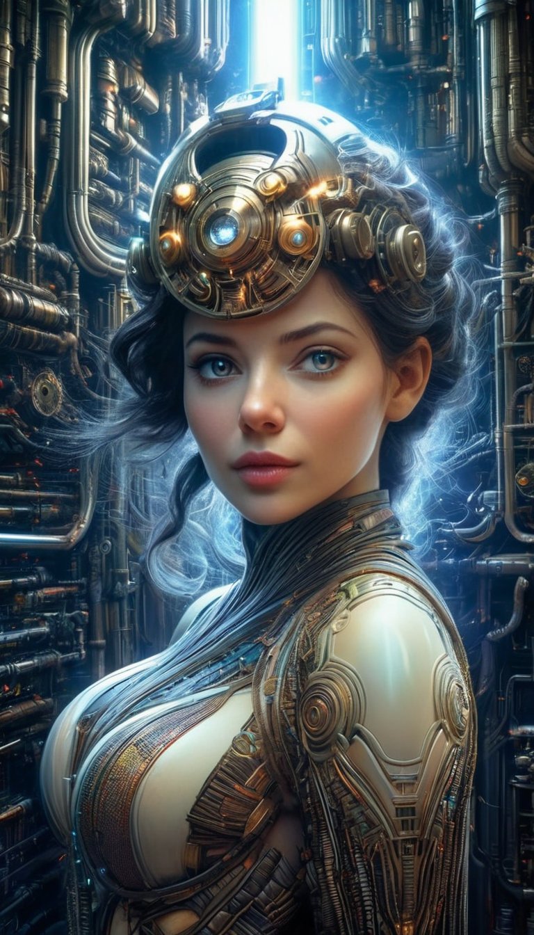 art by cameron gray, cute calm brunette, clothes with patterns, Sci Fi, futuristic Young Salvage Specialist, ((women 55 years)), watercolor painting, Jean-Baptiste Monge style, bright, beautiful in spring, splash, big perfect eyes, Glittering, filigree, rim lighting, lights, magic, surreal, fantasy, digital art, wlop, artgerm and james jean, cinematic, 4k, epic Steven Spielberg movie still, sharp focus, emitting diodes, smoke, artillery, sparks, racks, system unit, motherboard, by pascal blanche rutkowski repin artstation hyperrealism painting concept art of detailed character design matte painting, 4 k resolution blade runner, sf, intricate artwork masterpiece, ominous, matte painting movie poster, golden ratio, trending on cgsociety, intricate, epic, trending on artstation, by artgerm, h. r. giger and beksinski, highly detailed, vibrant, production cinematic character render, ultra high quality model
