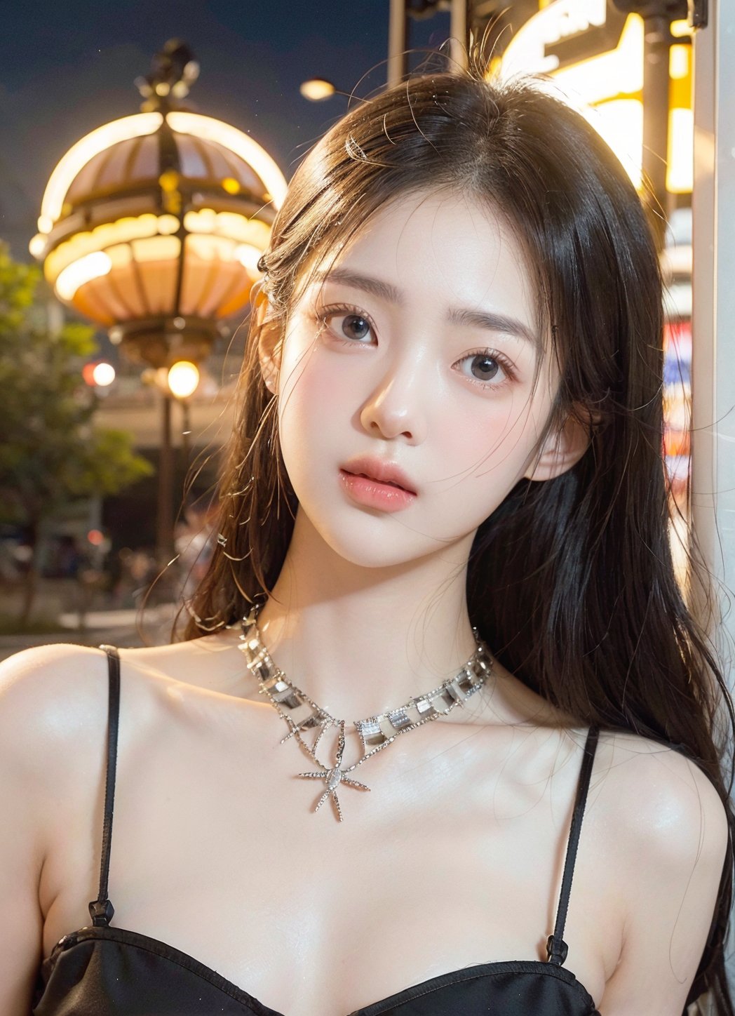 Hayoon, 1 girl, detailed face, a woman with long black hair, smile, (((Nsfw))), outdoor scene, smiling, 
 (night light), led lighting, magnificent light, ((fire works)), close up, portrait, upperbody, RAW, (intricate details:1.3), (best quality:1.3), (masterpiece:1.3), (hyper realistic:1.3), best quality, 1 girl, ultra-detailed, ultra high resolution, very detailed mphysically based rendering, dynamic angle, dynamic pose, wind, 8K UHD, Vivid picture, High definition, intricate details, detailed texture, finely detailed, high detail, extremely detailed cg, High quality shadow, a realistic representation of the face, beautiful detailed, (high detailed skin, skin details), slim waist, beautiful and realistic and detailed hands and fingers:1, best ratio four finger and one thumb, (detailed face, detailed eyes, beautiful face), ((korean beauty, kpop idol, ulzzang, korean celebrity, korean cute, korean actress, korean, a beautiful 18 years old beautiful korean girl)), (high detailed skin, skin details), Detailed beautiful delicate face, Detailed beautiful delicate eyes, a face of perfect proportion, (beautiful and realistic and detailed hands and fingers:1.3), (Big breasts:1.3), (full body shot:1.3), (long legs:1.3), (sparkling eyes:1.3), (sparkling lips:1.3), taken by Canon EOS, SIGMA Art Lens 35mm F1.4, ISO 200 Shutter Speed 2000, Vivid ((korean beauty, kpop idol, ulzzang, korean celebrity, korean cute, korean actress, korean, 인스타 여신:1.3, a beautiful 18 years old beautiful korean girl)), (blue eye), (black long hair),chanel_jewelry, chanel_bag, vancleef_necklace,Nice legs and hot body, see-through,hourglass bodyshape ,hayoon ,photorealistic