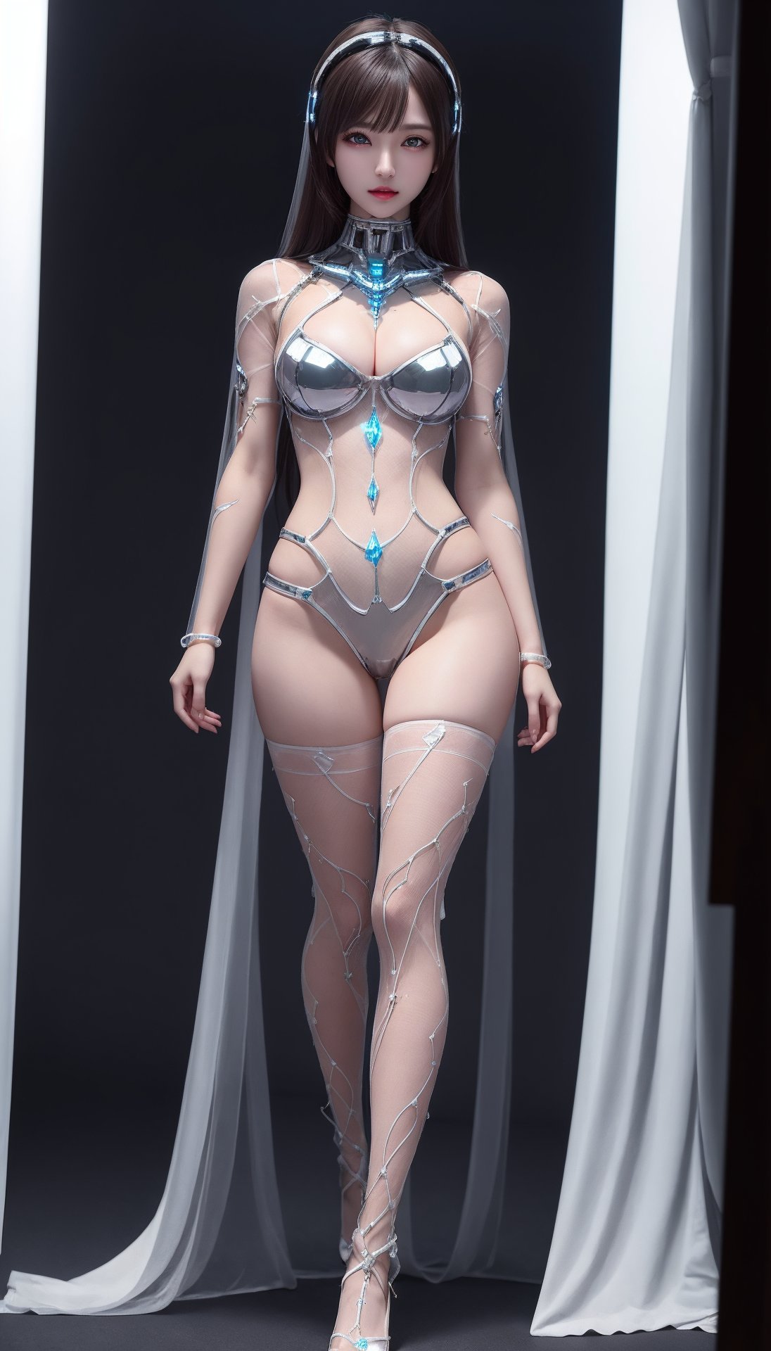 (best quality, masterpiece:1.2),ultra detailed,(photo realistic:1.4),1girl,upper body,(body illumination:1.4),sexaroid_of_mechagirl,<lora:MechaGirlSexaroid2024_v1:0.6>,