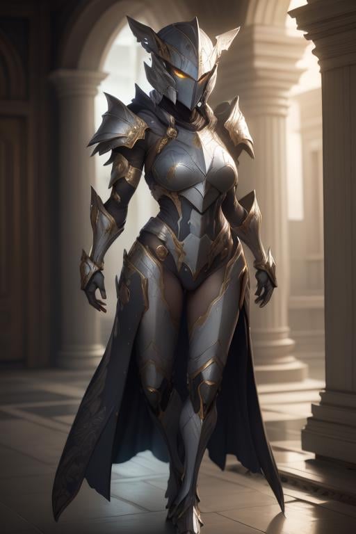 masterpiece, best quality,1girl,armorsuit,full body,  looking at viewer, Sage Gray armor,