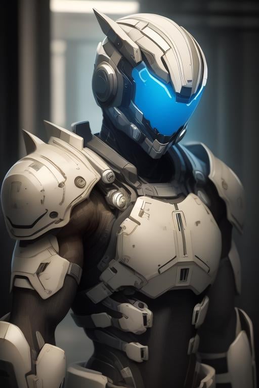 masterpiece, best quality,1boy,armorsuit,upper body, looking at viewer, no helmet, 