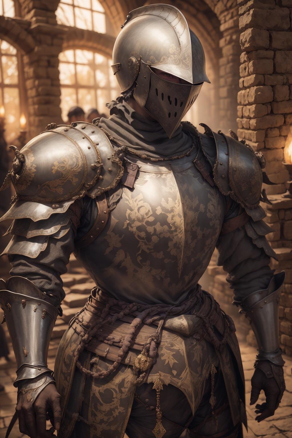 masterpiece, best quality,1boy,medieval armor,upper body,  looking at viewer, 