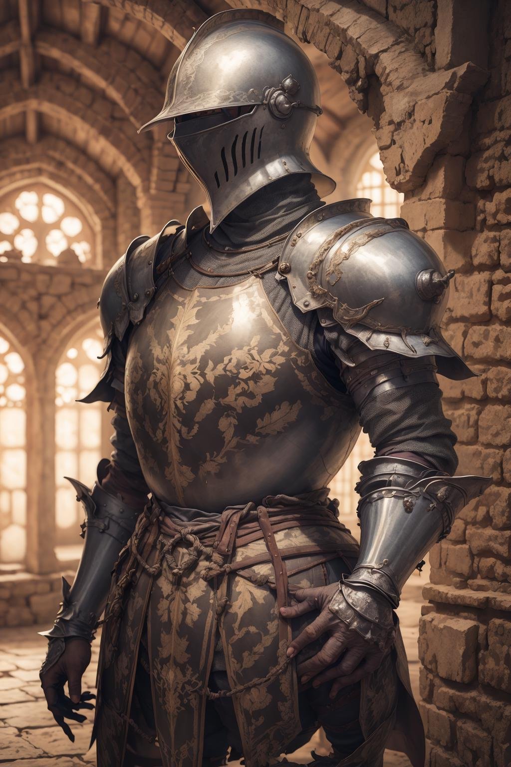 masterpiece, best quality,1boy,medieval armor,upper body,  looking at viewer, 