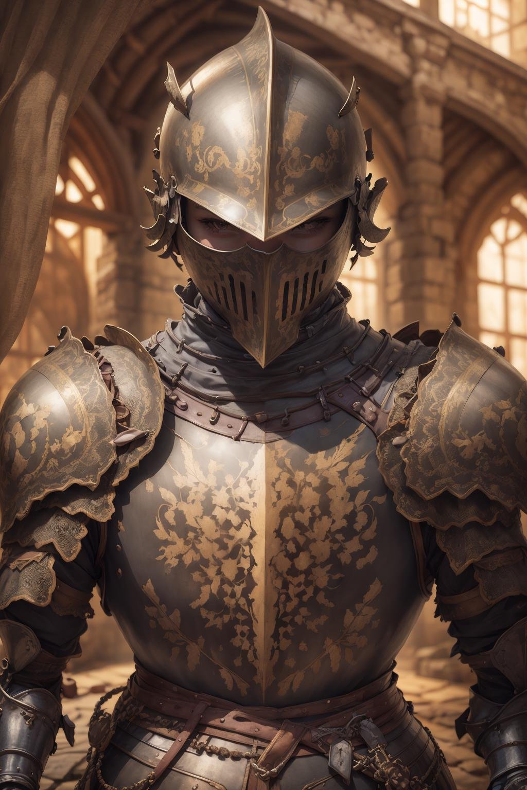 masterpiece, best quality,1boy,medieval armor,upper body,  looking at viewer, 