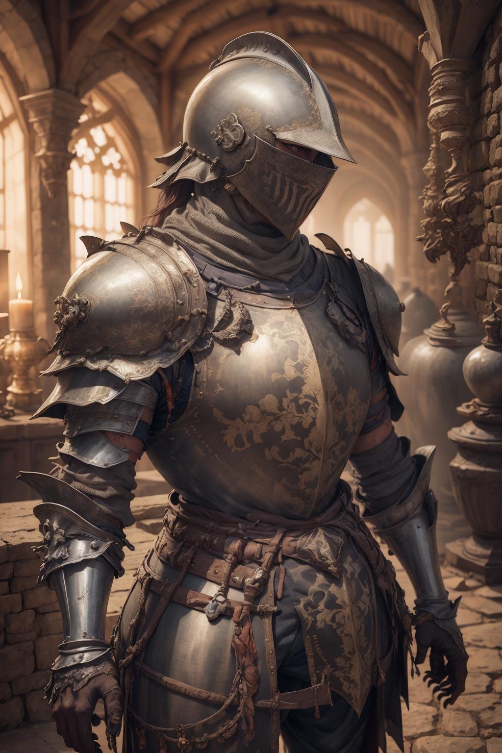 masterpiece, best quality,1boy,medieval armor,upper body,  looking at viewer, 