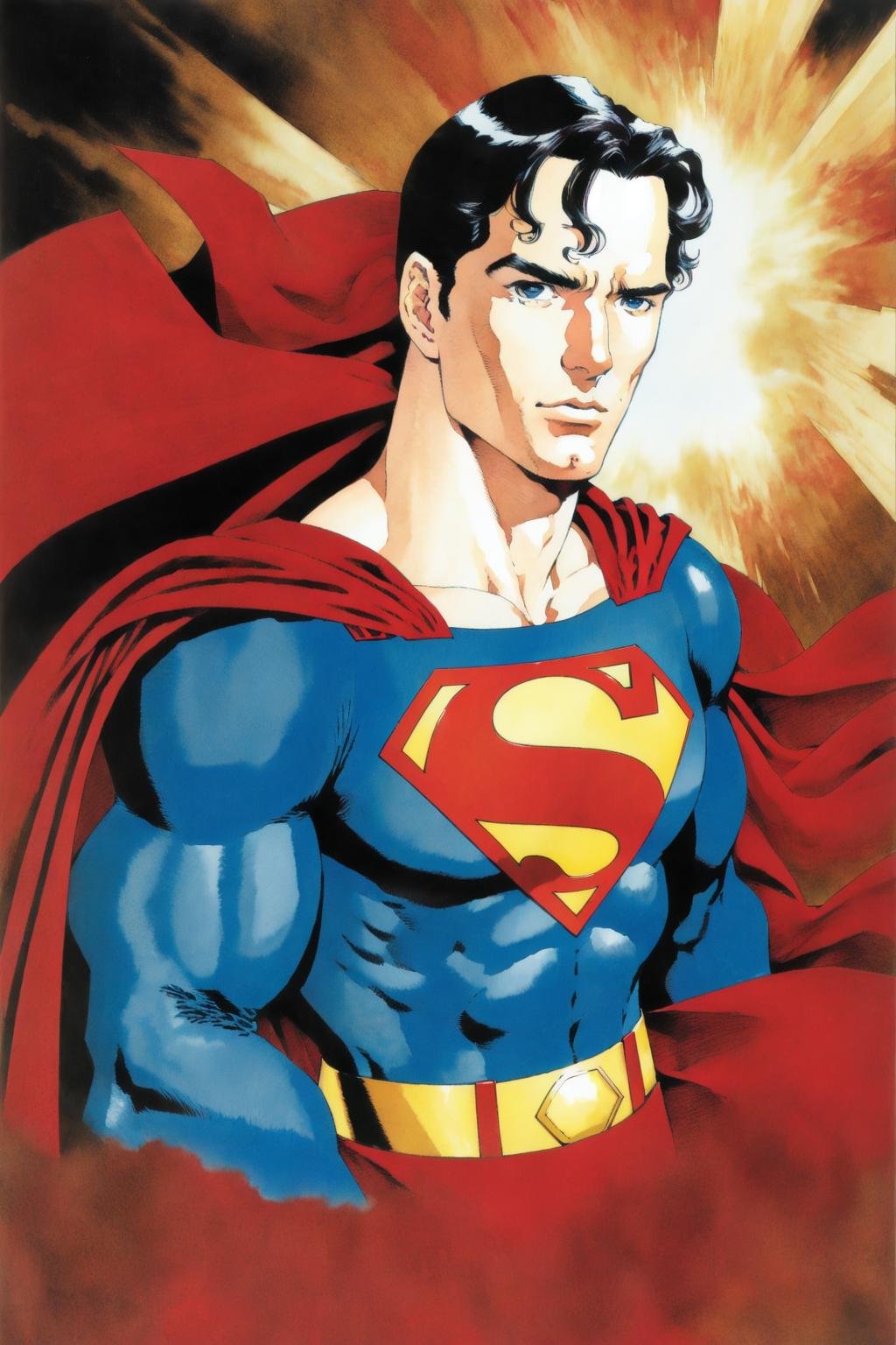 <lora:akihiro_yamada_v1_cs1:1>akihiro yamada, (Henry Cavill as Superman),upper body, blue eyes,  detailed face, (best quality, masterpiece) , (watercolor \(medium\):1.15),(thick lines),(flat color)